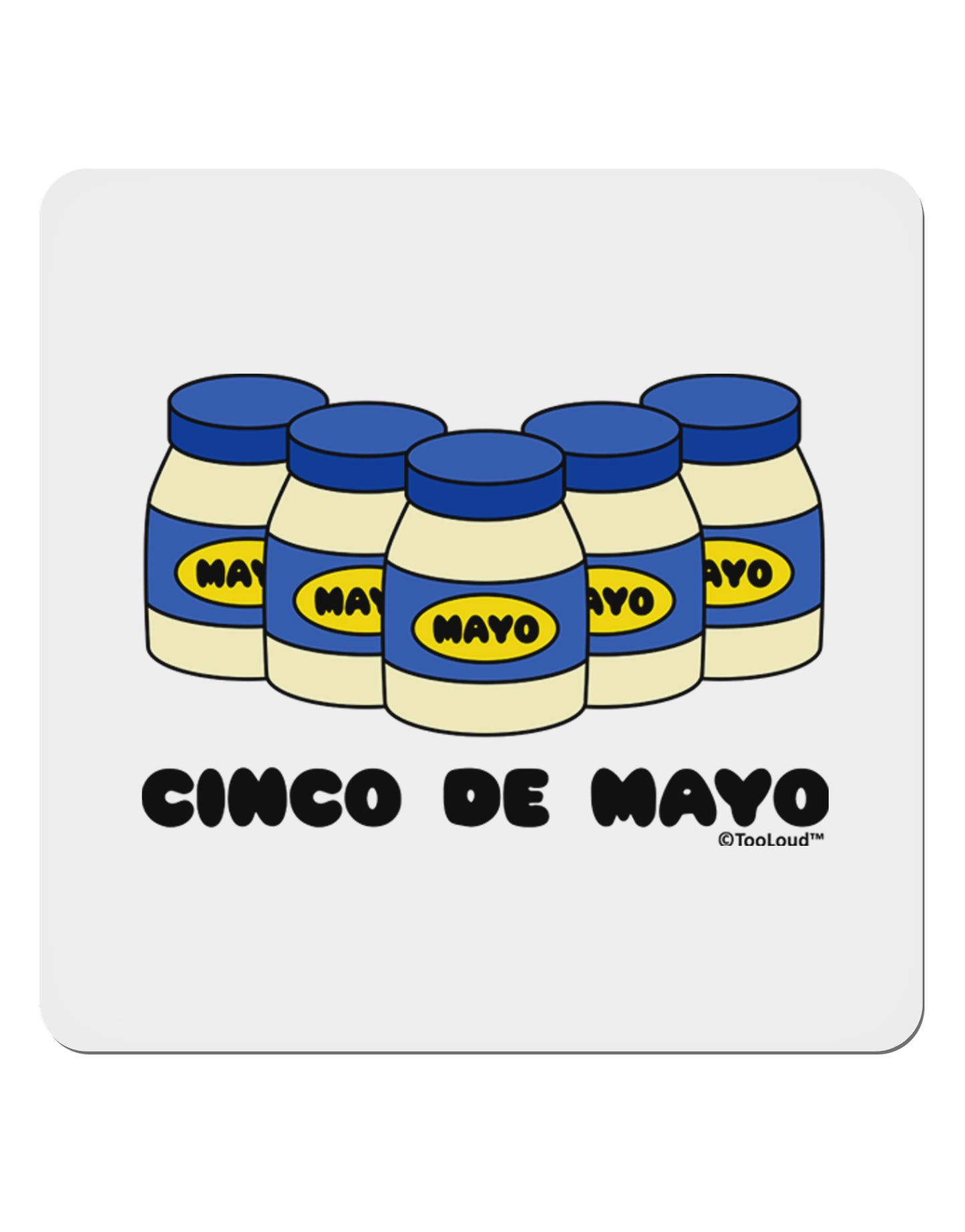 Cinco de Mayo - 5 Mayo Jars 4x4" Square Sticker 4 Pieces-Stickers-TooLoud-White-Davson Sales