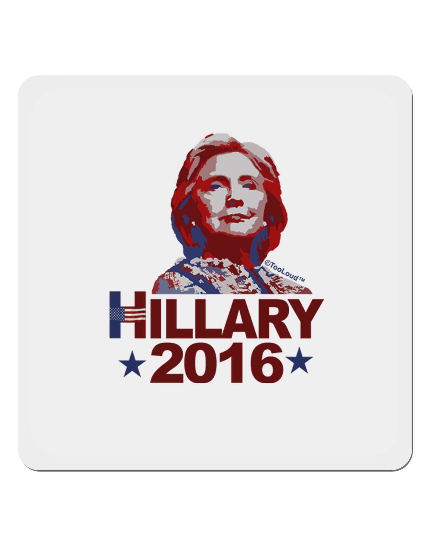 Hillary 2016 Face 4x4" Square Sticker 4 Pieces-Stickers-TooLoud-White-Davson Sales