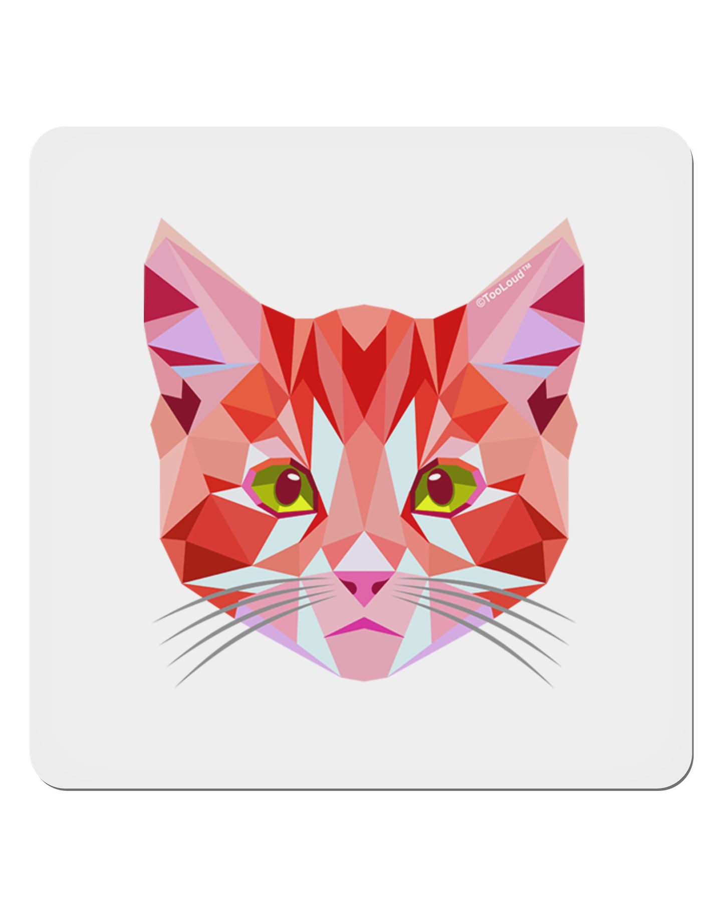 Geometric Kitty Red 4x4" Square Sticker-Stickers-TooLoud-1-Davson Sales