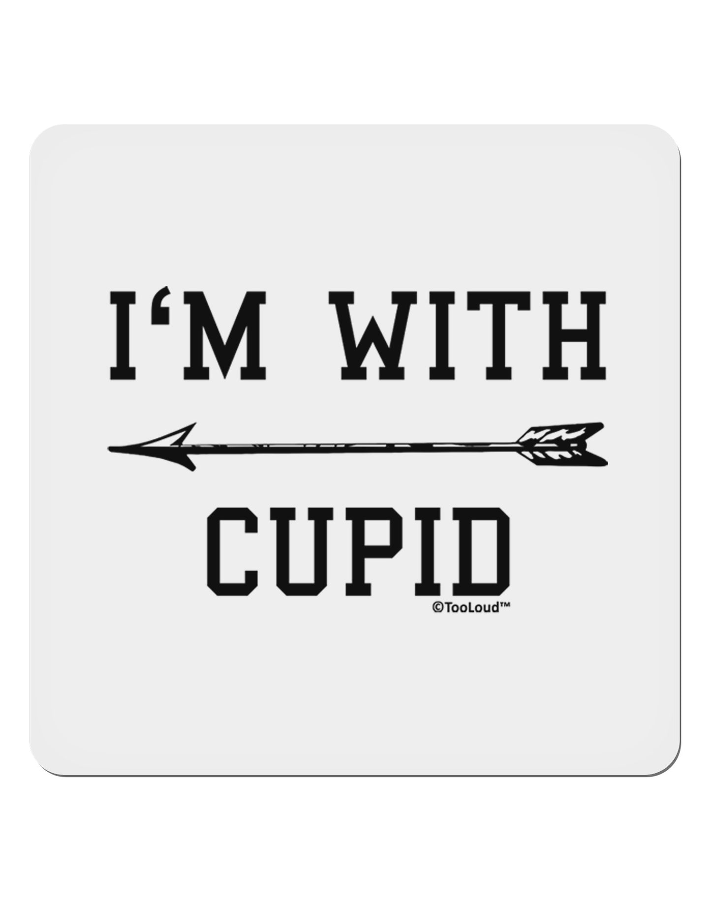 I'm With Cupid - Left Arrow 4x4" Square Sticker 4 Pieces-Stickers-TooLoud-White-Davson Sales