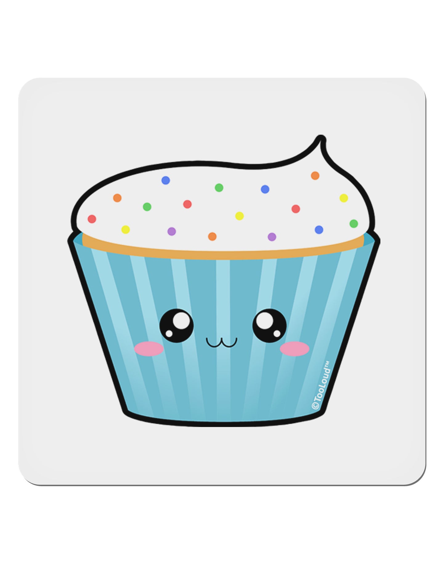 Cute Cupcake with Sprinkles 4x4" Square Sticker 4 Pieces-Stickers-TooLoud-White-Davson Sales