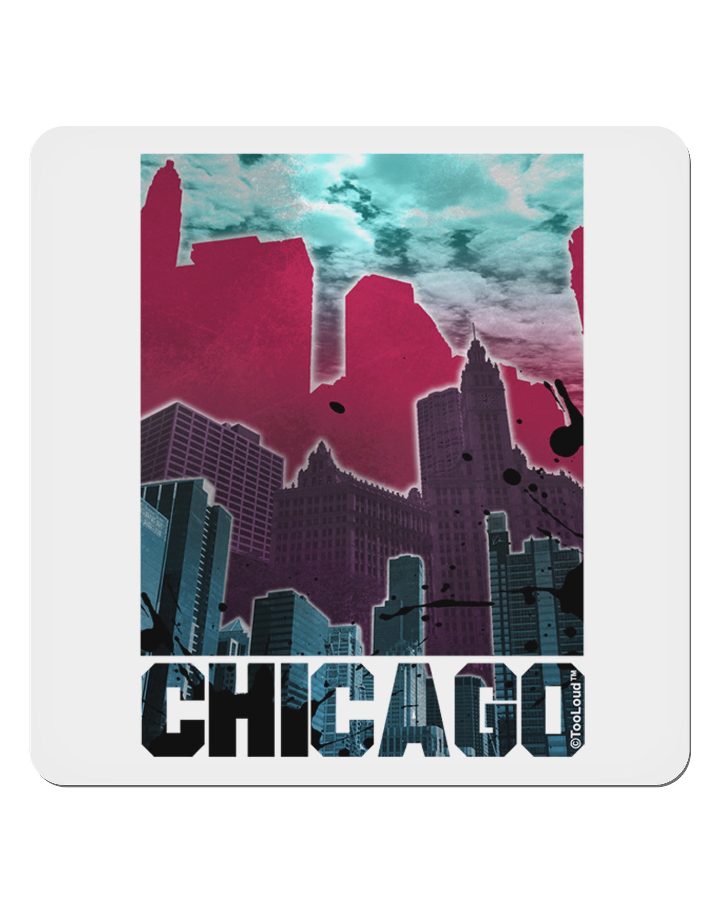 Chicago Abstract 2 4x4" Square Sticker 4 Pieces-Stickers-TooLoud-White-Davson Sales