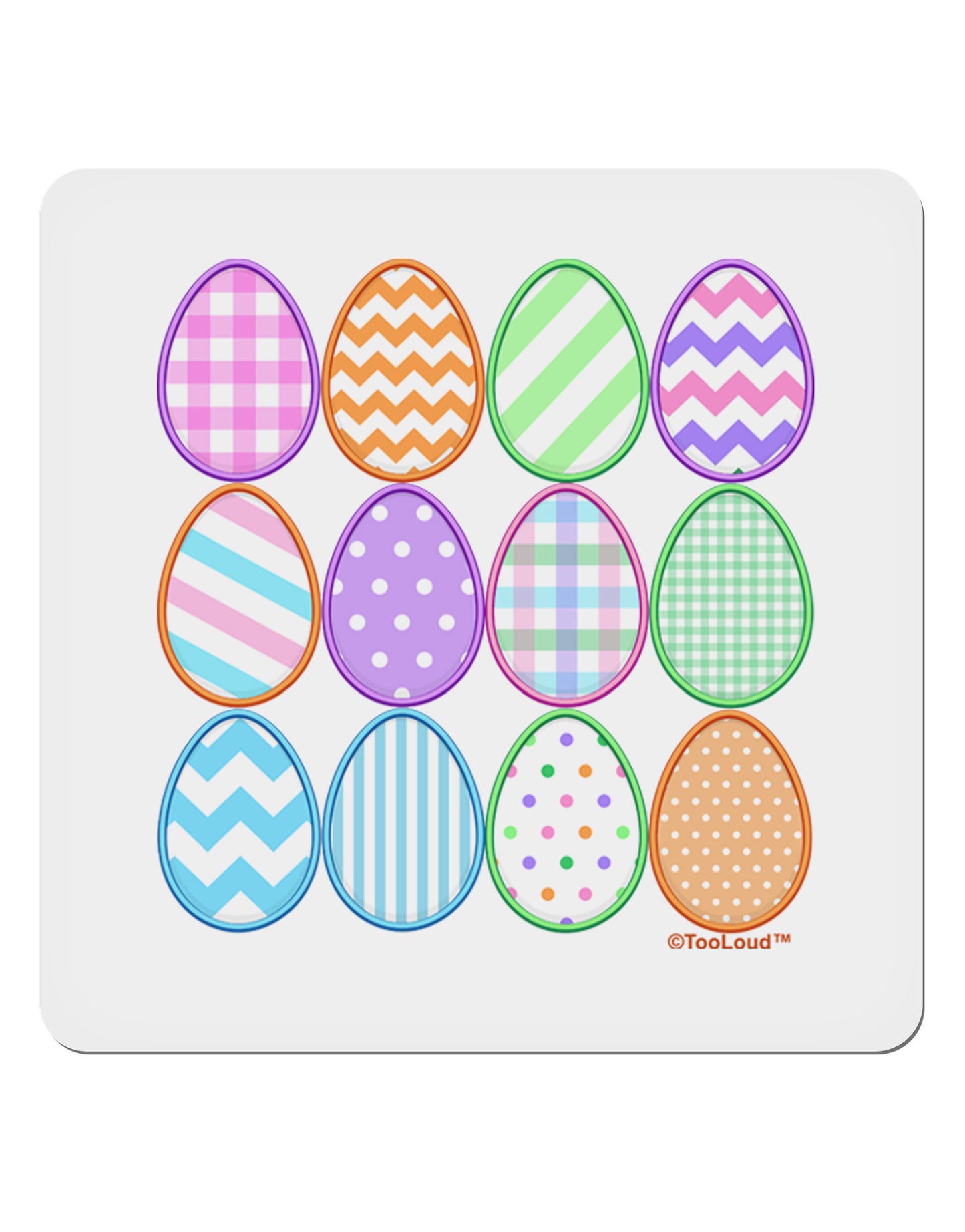 Cute Faux Applique Easter Eggs 4x4" Square Sticker-Stickers-TooLoud-1-Davson Sales