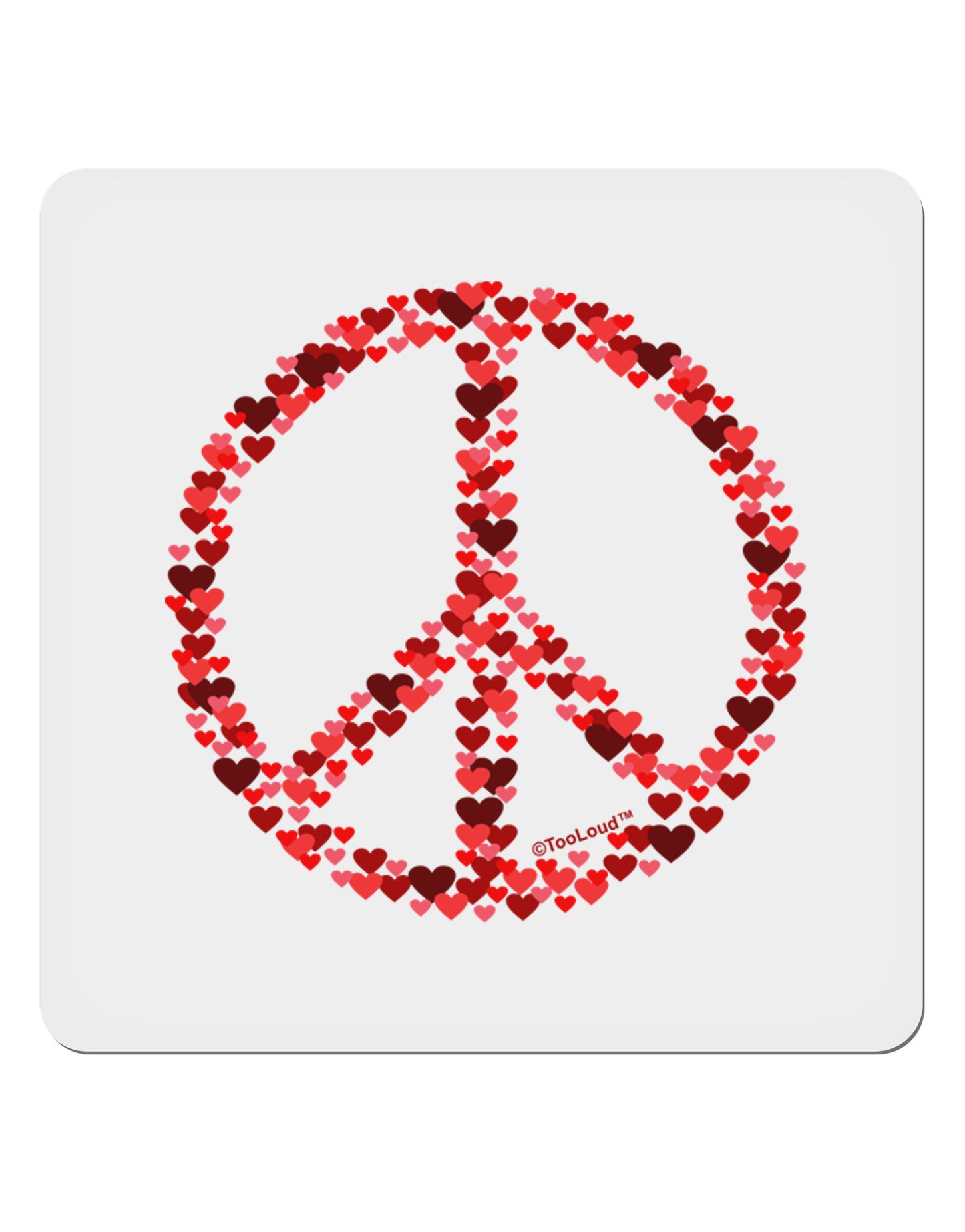 Peace Sign Hearts Red 4x4" Square Sticker-Stickers-TooLoud-1-Davson Sales
