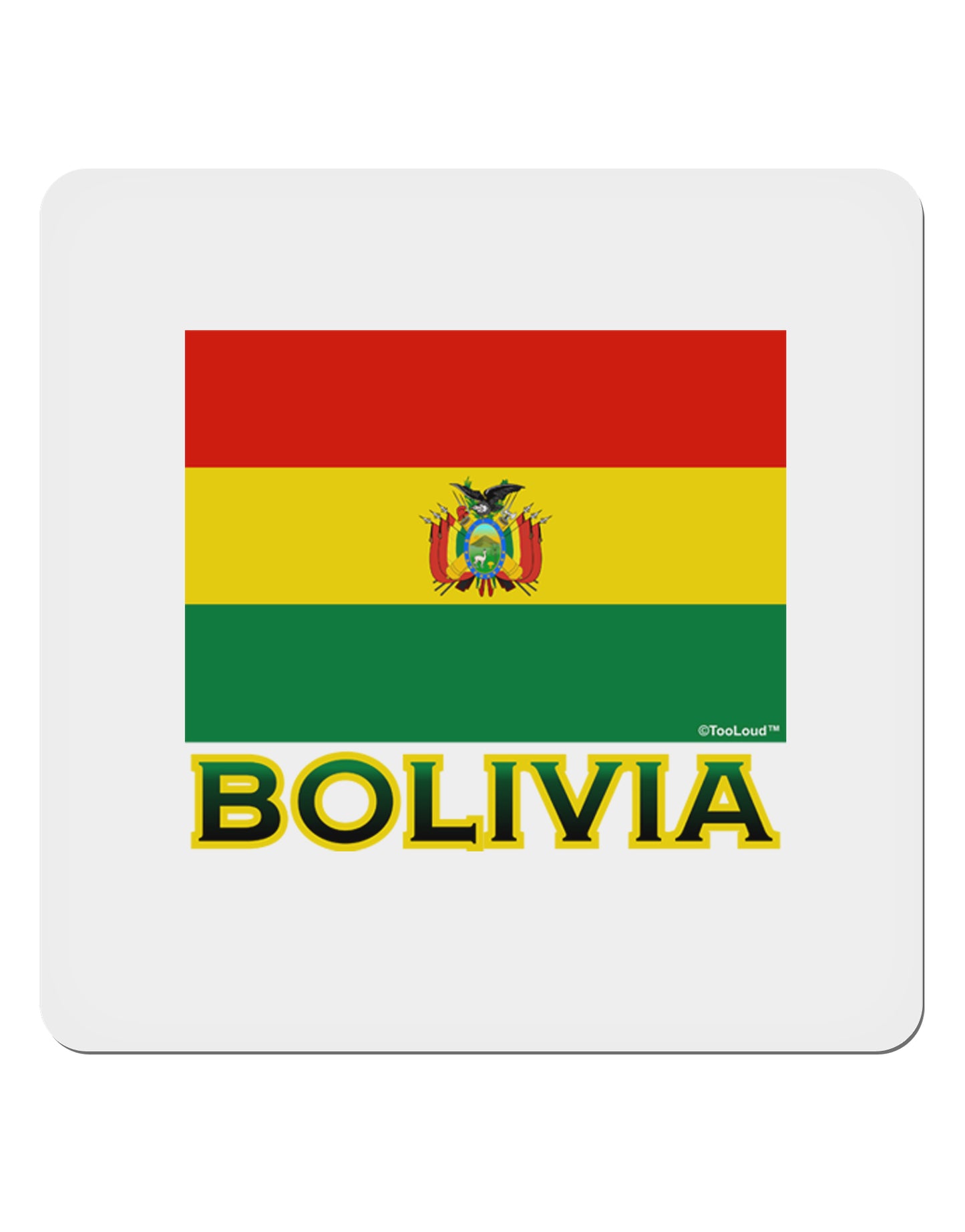 Bolivia Flag 4x4" Square Sticker-Stickers-TooLoud-1-Davson Sales