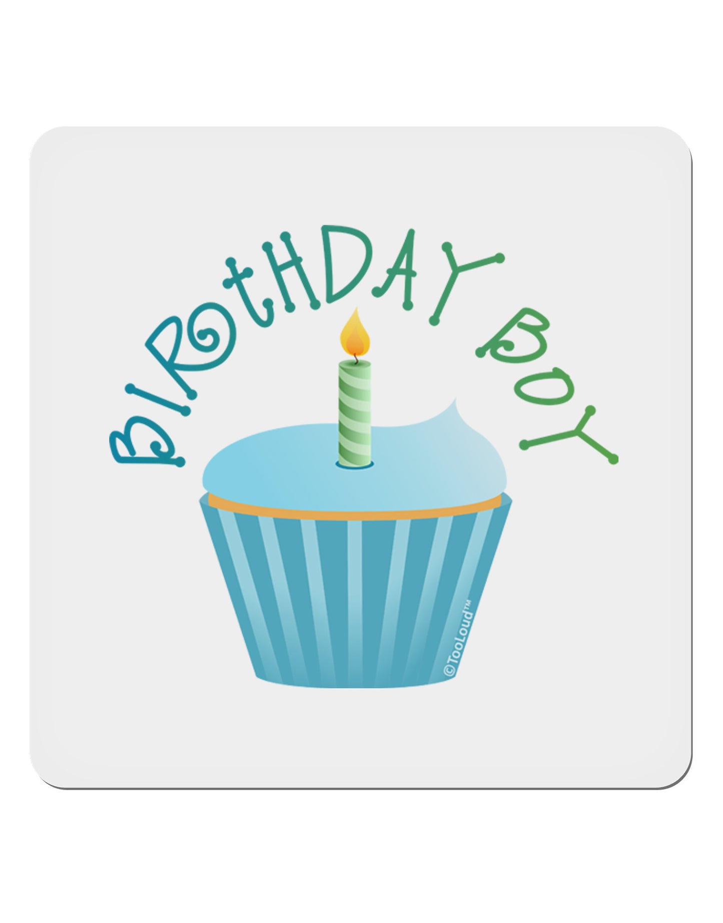Birthday Boy - Candle Cupcake 4x4" Square Sticker 4 Pieces-Stickers-TooLoud-White-Davson Sales