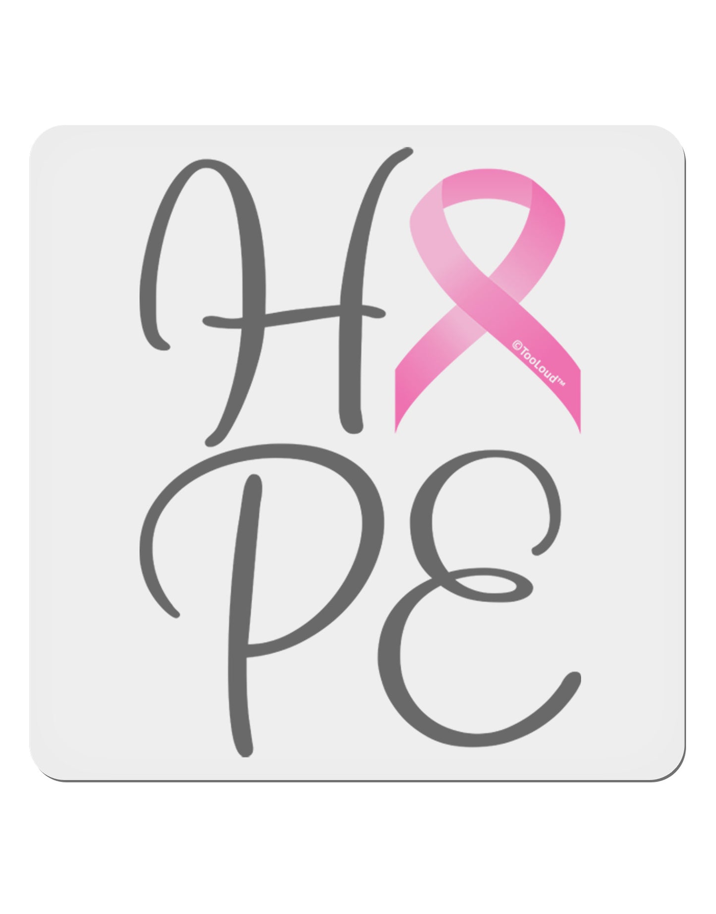 Hope - Breast Cancer Awareness Ribbon 4x4" Square Sticker 4 Pieces-Stickers-TooLoud-White-Davson Sales
