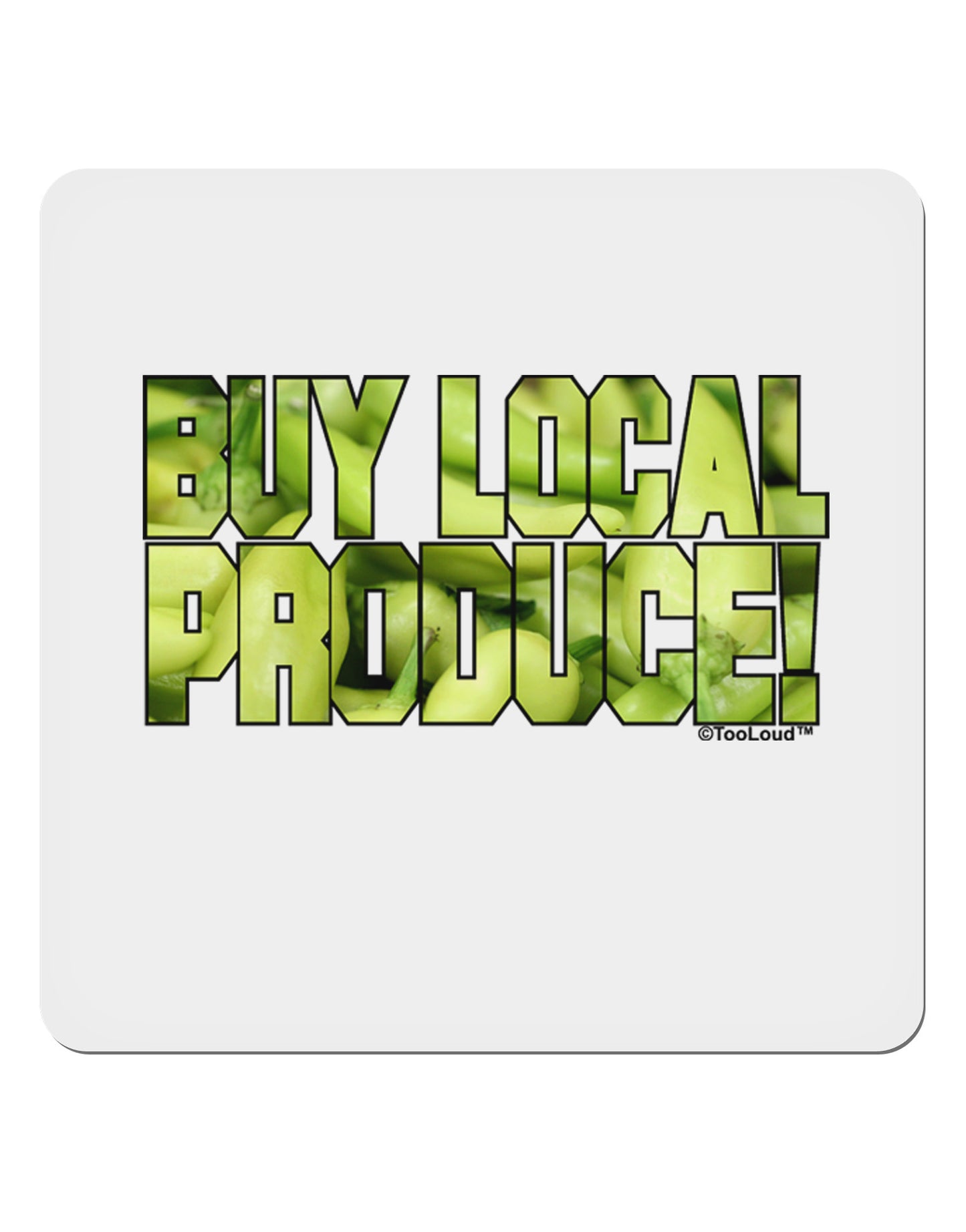 Buy Local - Jalapenos Text 4x4" Square Sticker 4 Pieces-Stickers-TooLoud-White-Davson Sales