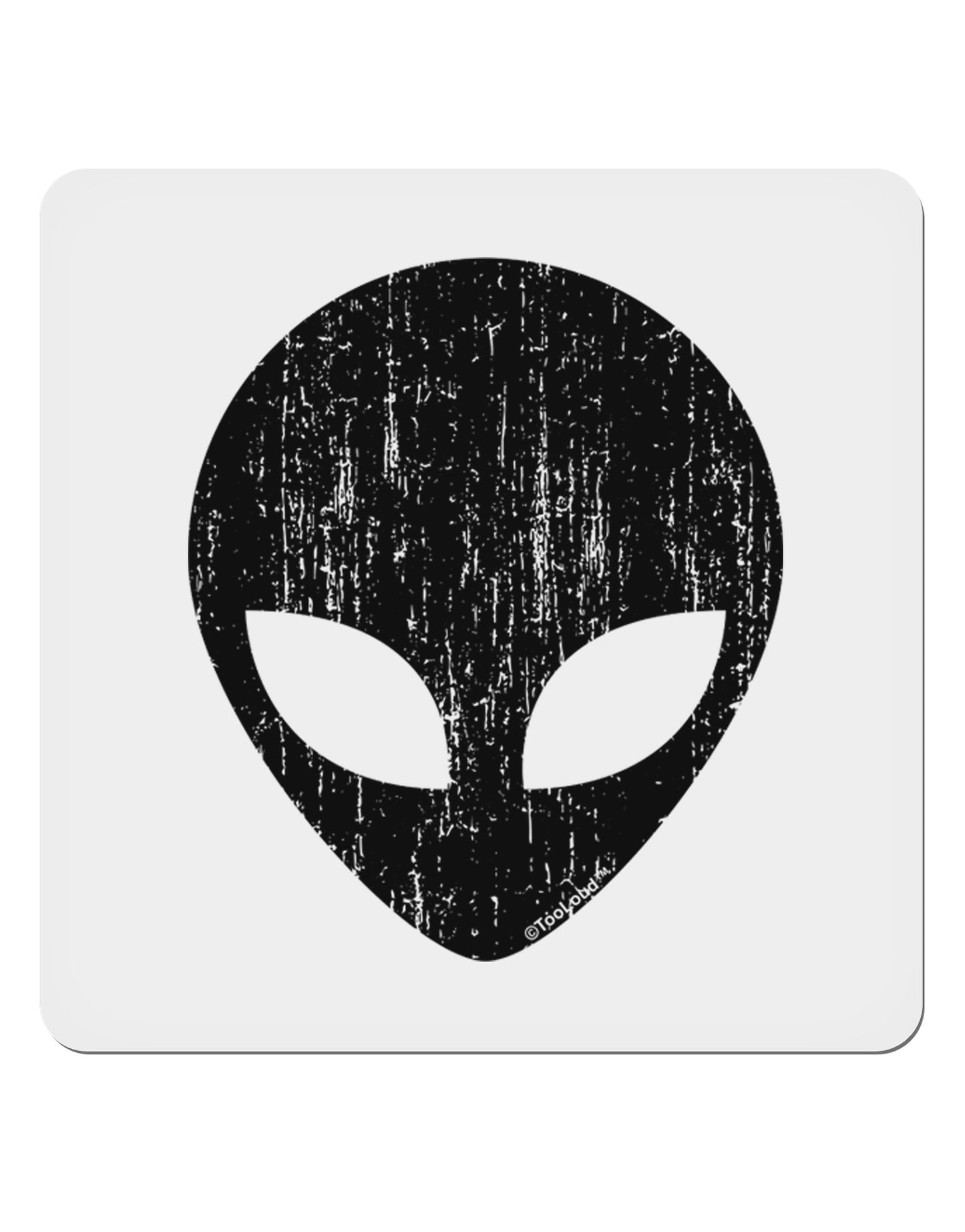 Extraterrestrial Face - Alien Distressed 4x4" Square Sticker 4 Pieces-Stickers-TooLoud-White-Davson Sales