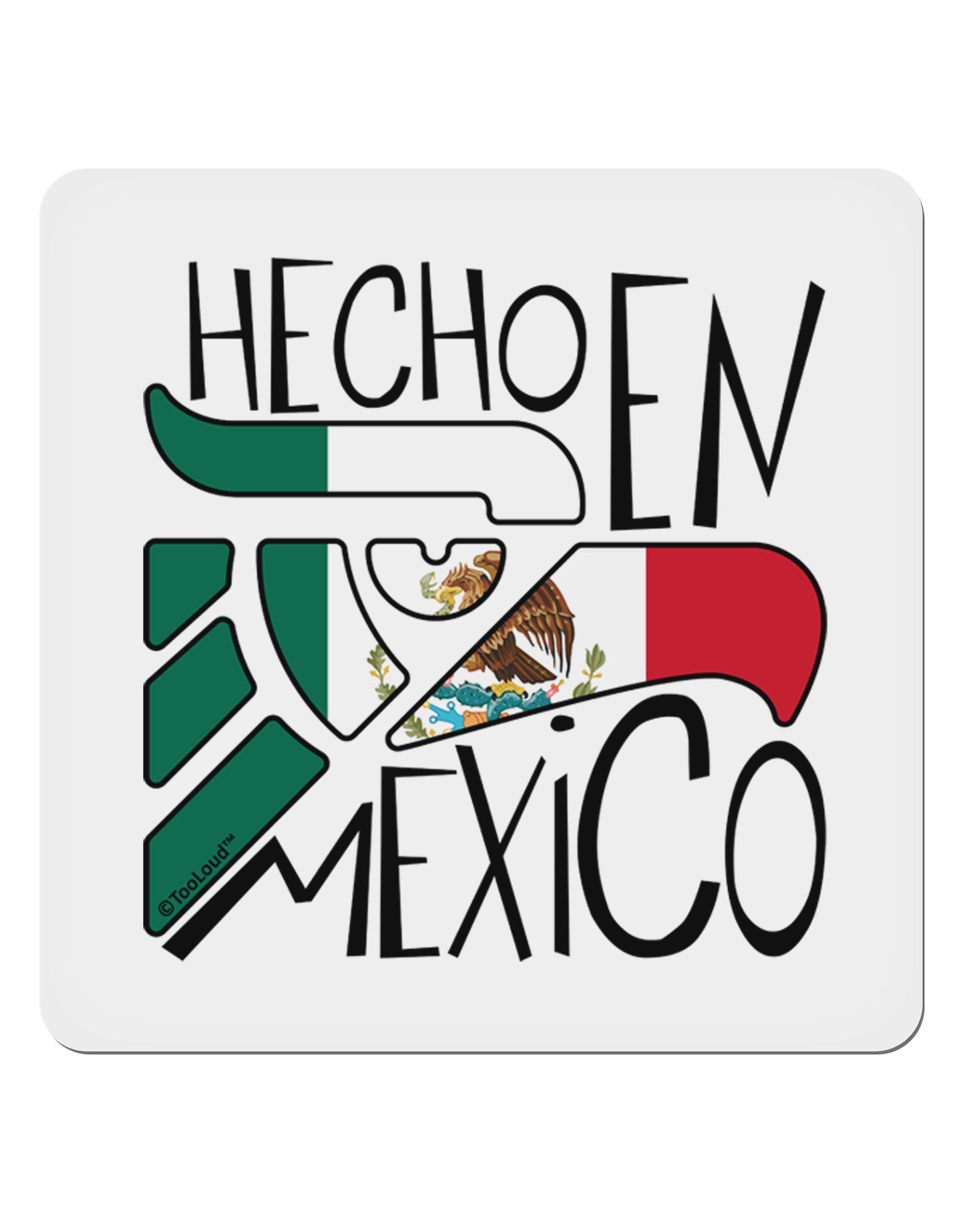 Hecho en Mexico Design - Mexican Flag 4x4" Square Sticker 4 Pieces-Stickers-TooLoud-White-Davson Sales