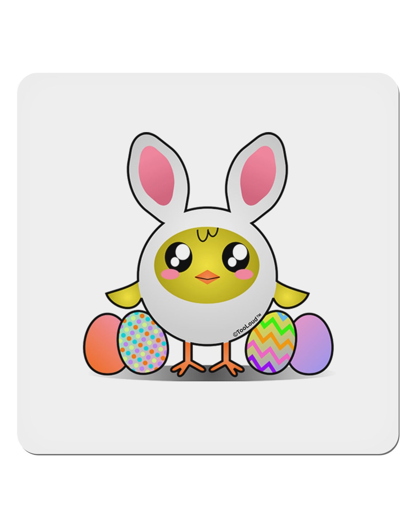 Chick In Bunny Costume 4x4" Square Sticker-Stickers-TooLoud-4-Davson Sales
