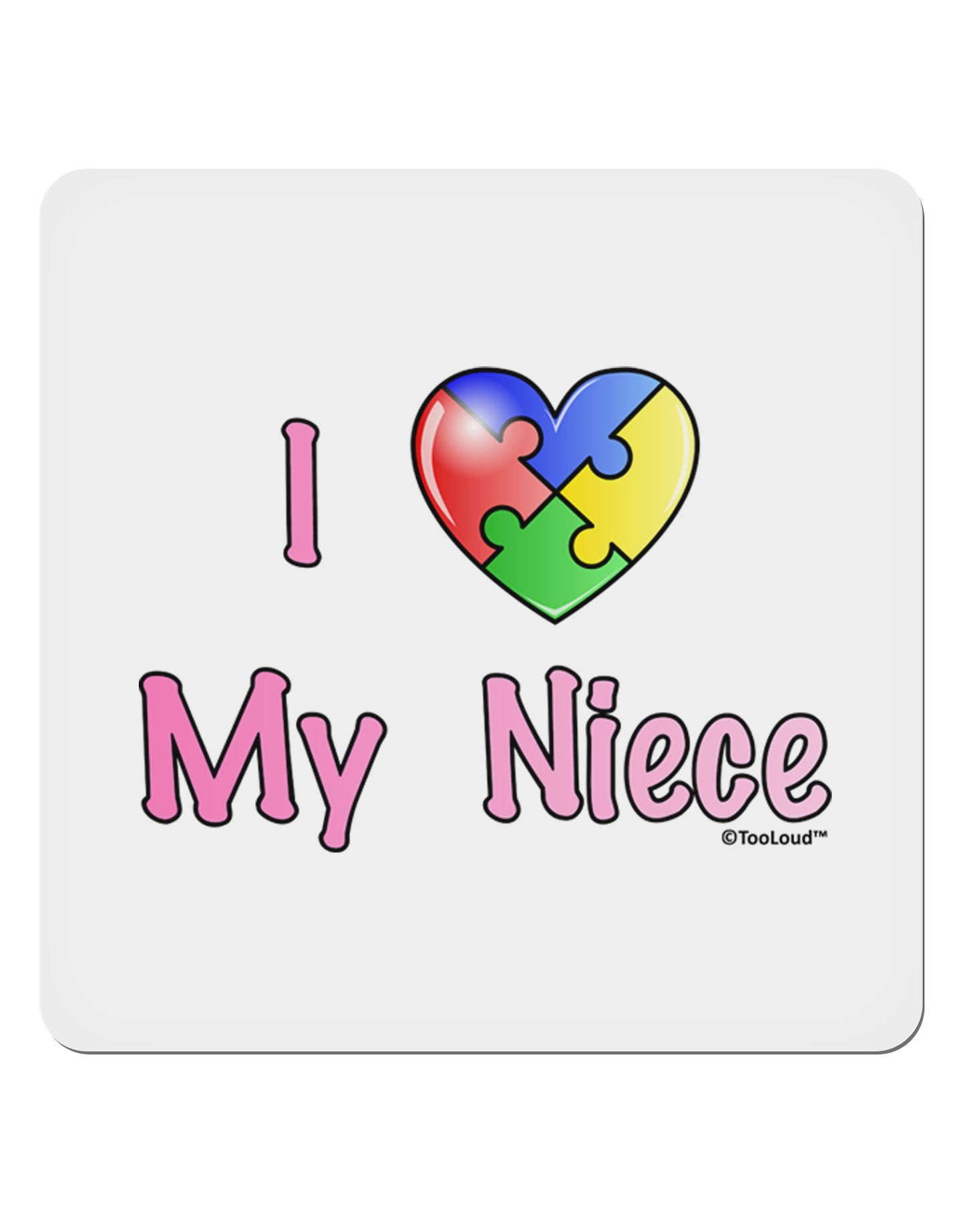 I Heart My Niece - Autism Awareness 4x4" Square Sticker 4 Pieces-Stickers-TooLoud-White-Davson Sales