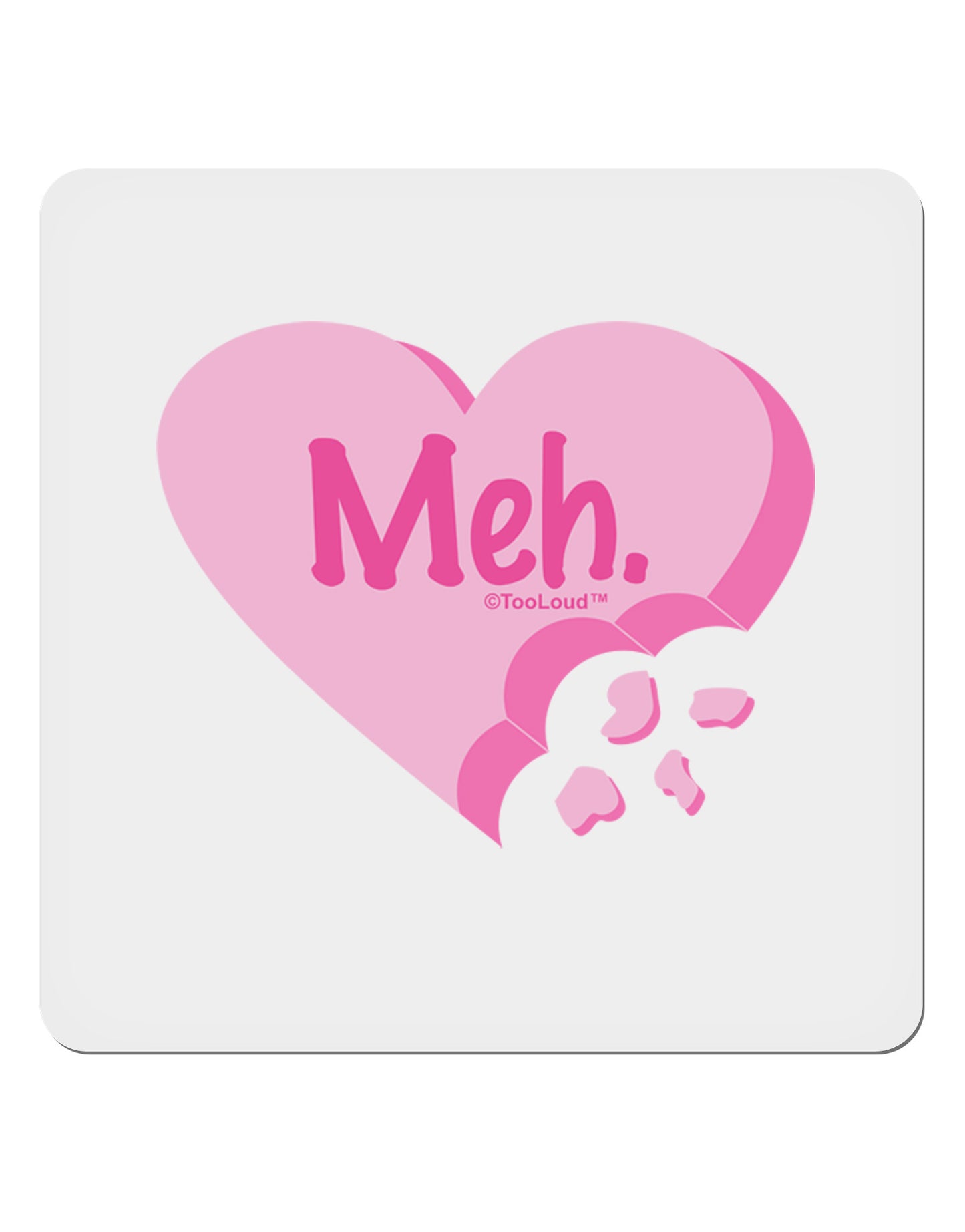 Meh Candy Heart - Valentines Day 4x4" Square Sticker 4 Pieces-Stickers-TooLoud-White-Davson Sales