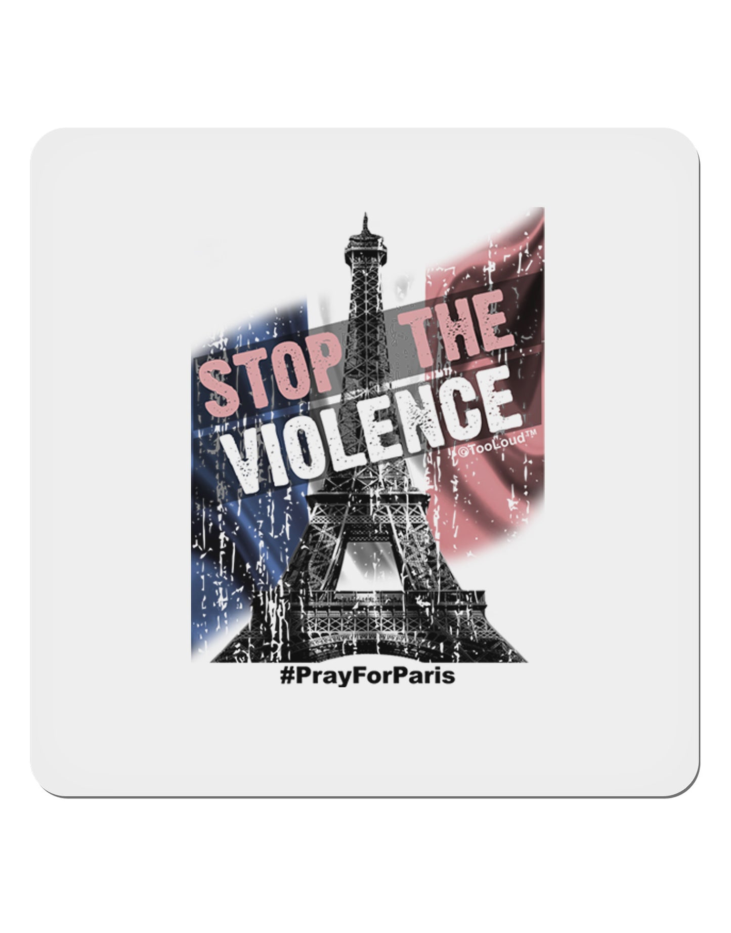Distressed Paris Stop The Violence 4x4" Square Sticker-Stickers-TooLoud-1-Davson Sales