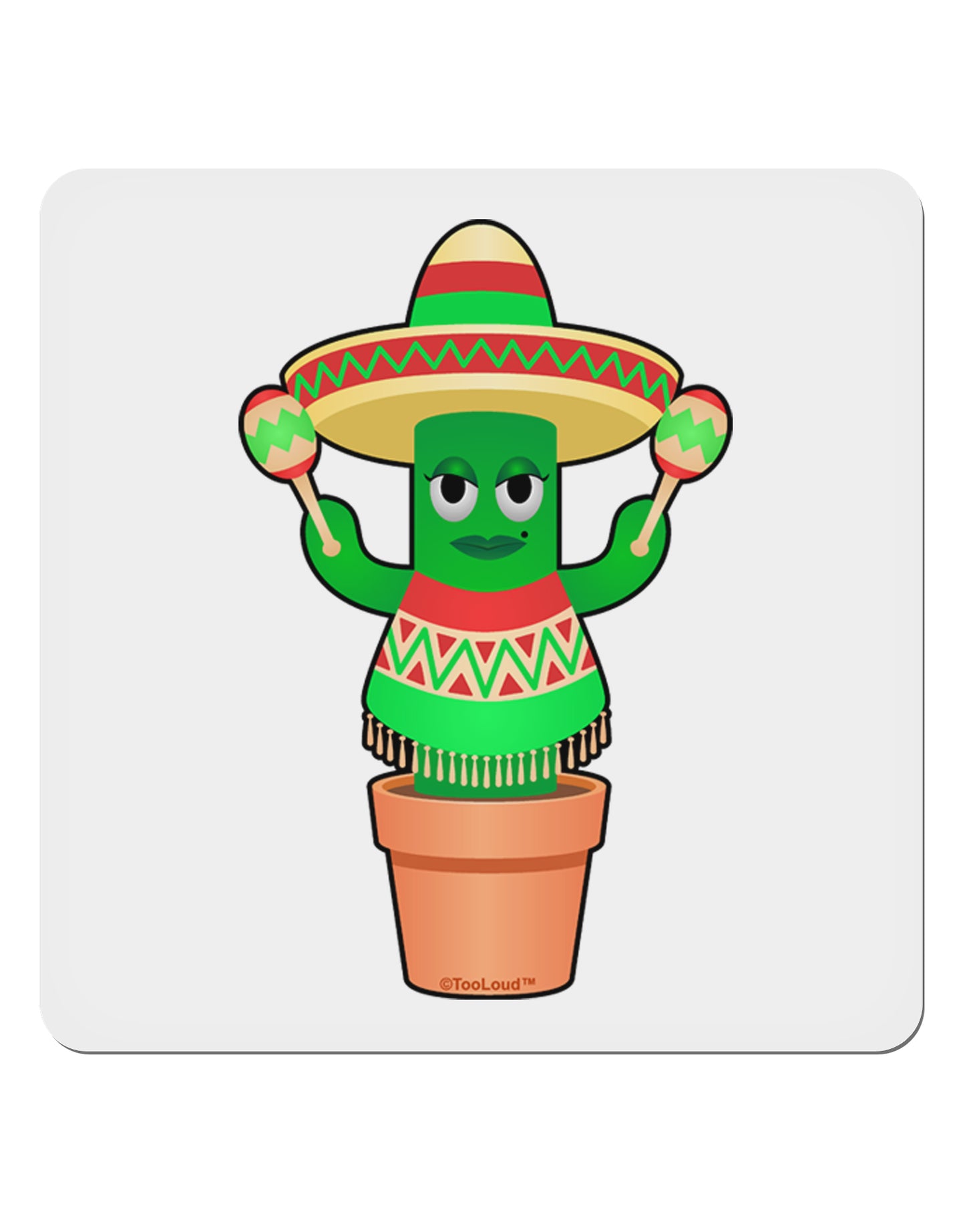 Fiesta Cactus Poncho 4x4" Square Sticker-Stickers-TooLoud-1-Davson Sales