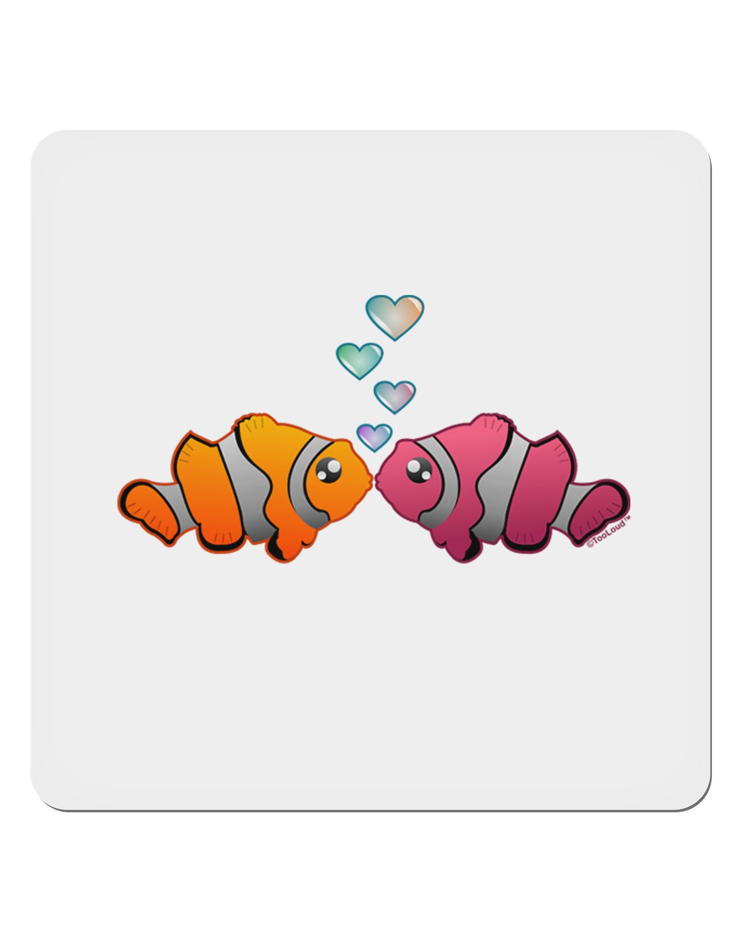 Kissy Clownfish 4x4" Square Sticker-Stickers-TooLoud-1-Davson Sales