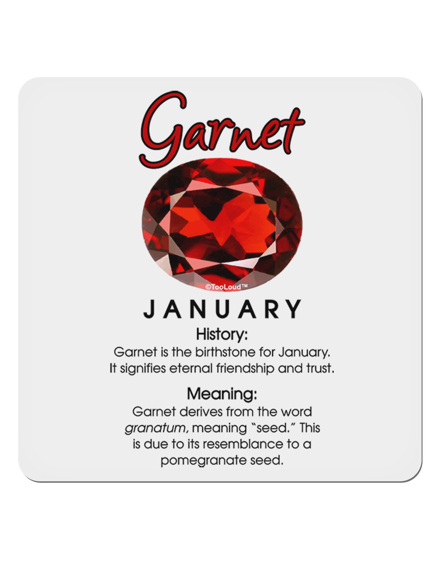 Birthstone Garnet 4x4" Square Sticker-Stickers-TooLoud-1-Davson Sales