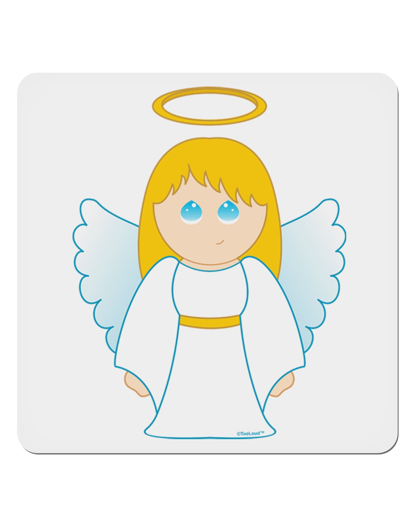 Cute Christmas Angel Girl 4x4" Square Sticker 4 Pieces-Stickers-TooLoud-White-Davson Sales
