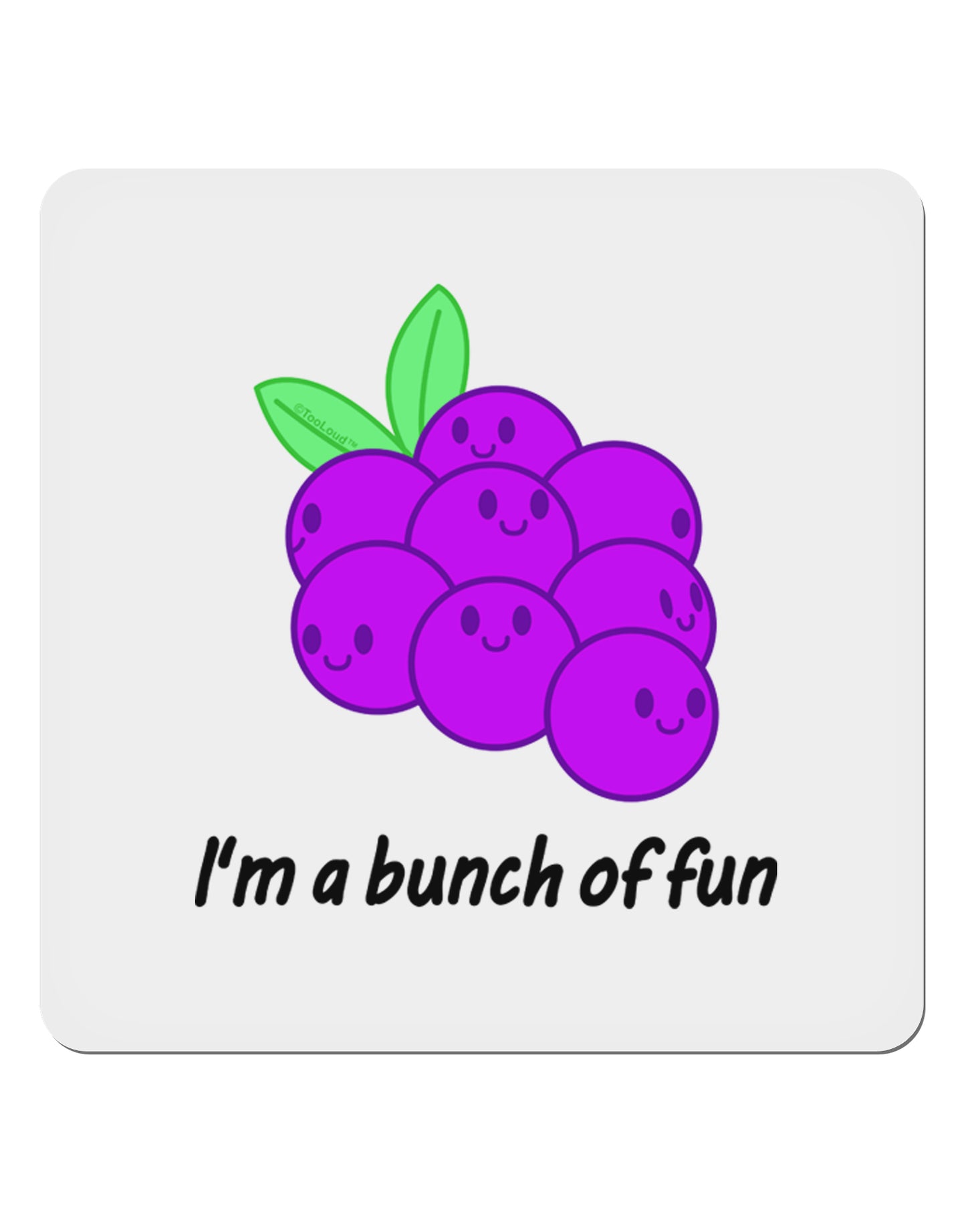 Grapes - I'm a Bunch of Fun 4x4" Square Sticker 4 Pieces-Stickers-TooLoud-White-Davson Sales