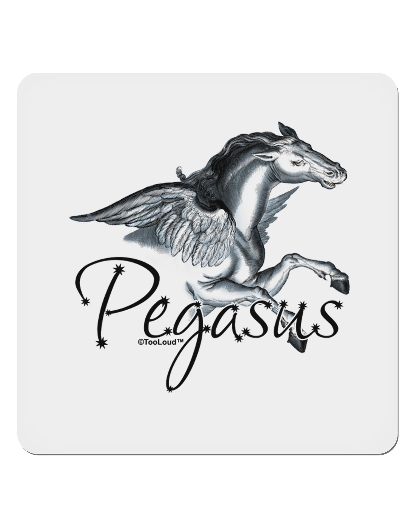Pegasus Color Illustration 4x4" Square Sticker 4 Pieces-Stickers-TooLoud-White-Davson Sales
