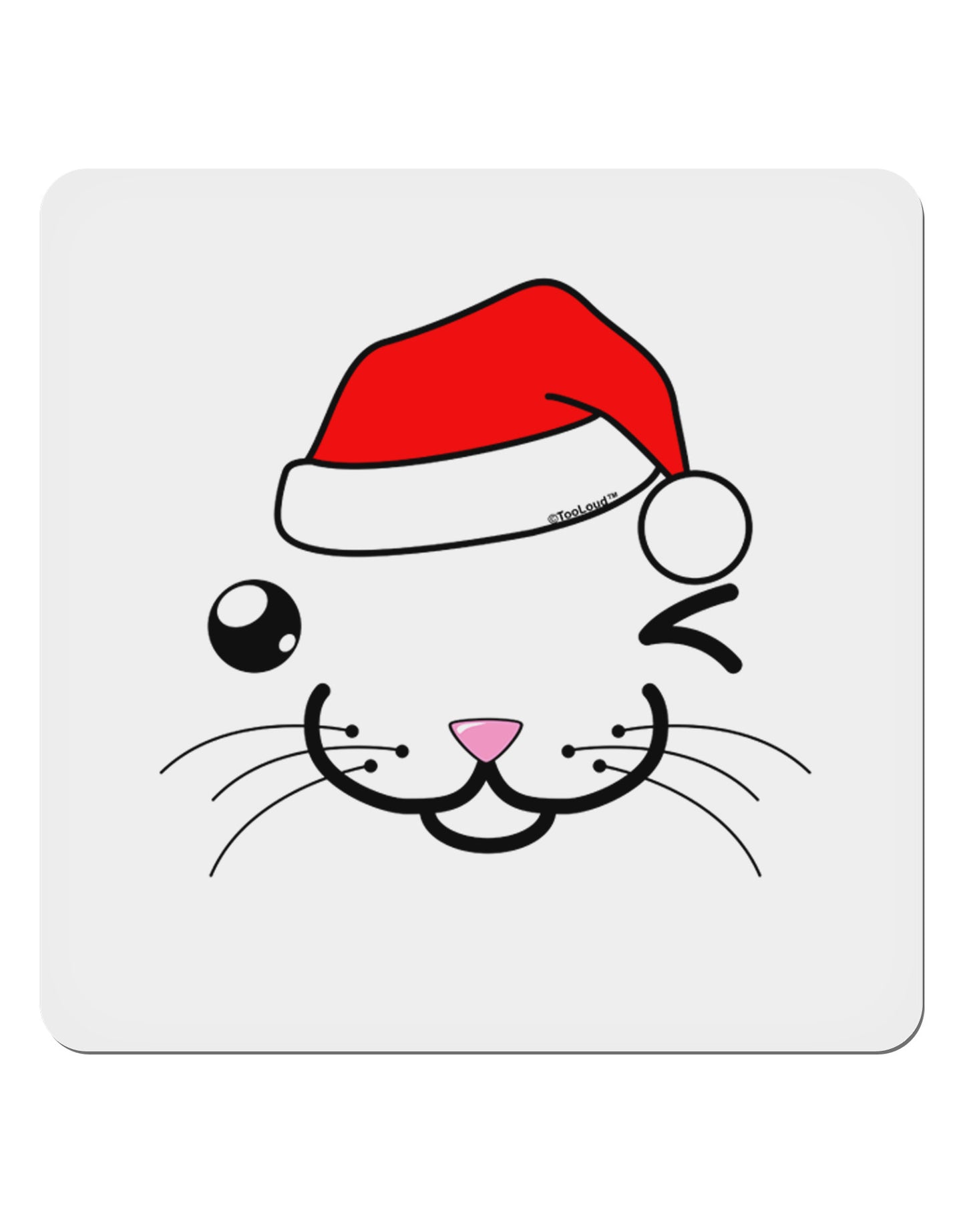 Kyu-T Face Kattio Santa Hat Boy Cat 4x4" Square Sticker 4 Pieces-Stickers-TooLoud-White-Davson Sales