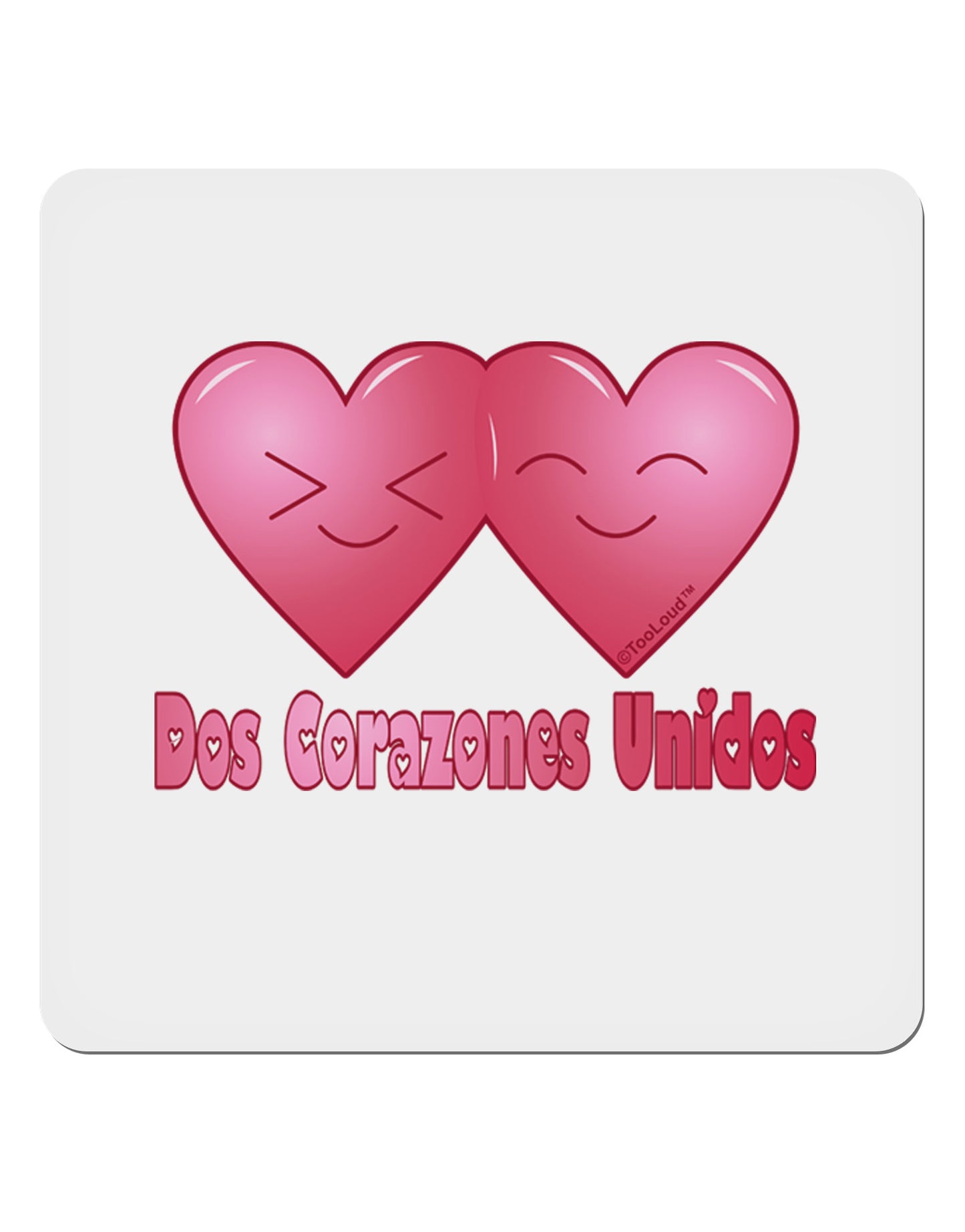 Dos Corazones Unidos Design 4x4" Square Sticker 4 Pieces-Stickers-TooLoud-White-Davson Sales