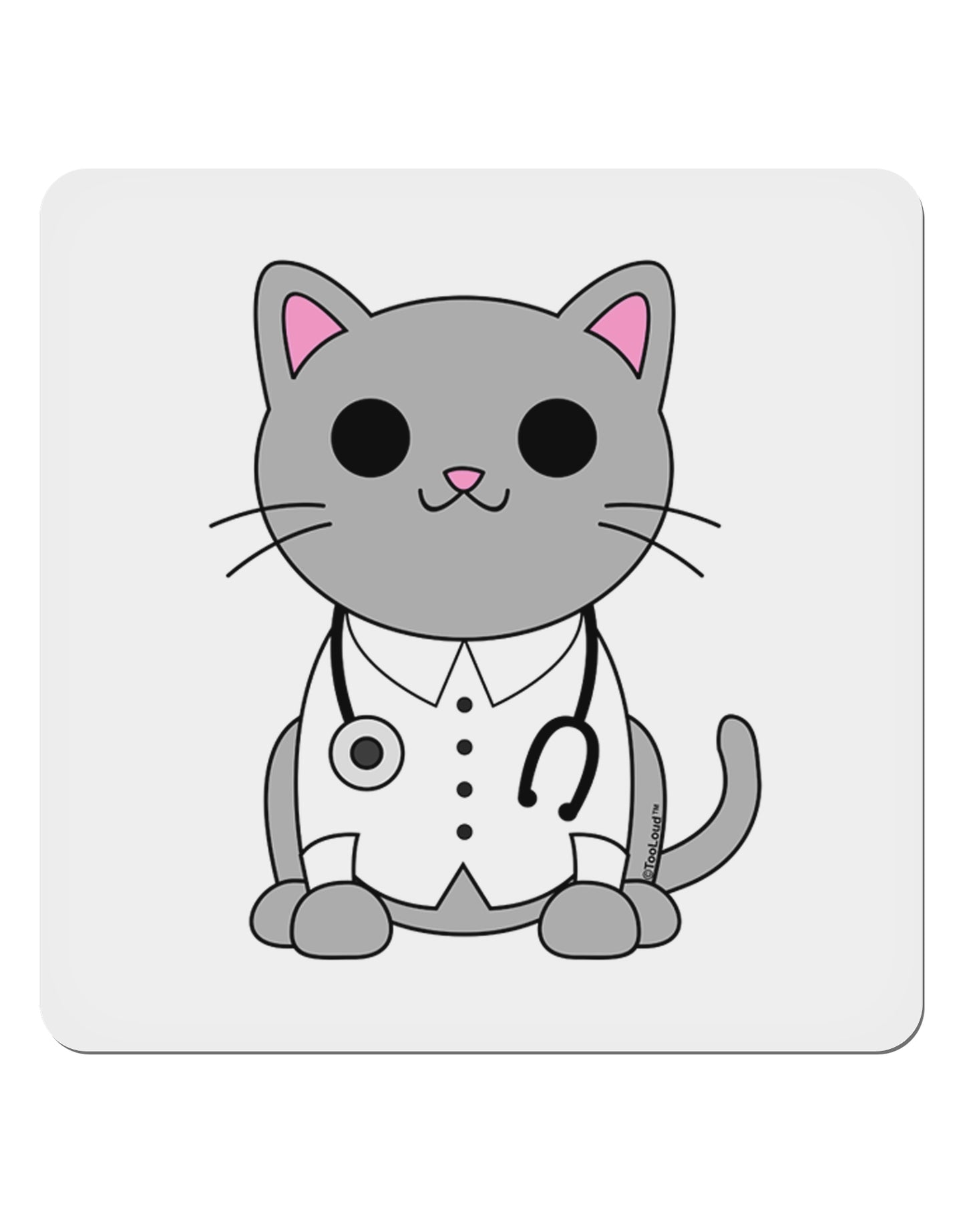 Dr Cat MD - Cute Cat Design 4x4" Square Sticker 4 Pieces-Stickers-TooLoud-White-Davson Sales
