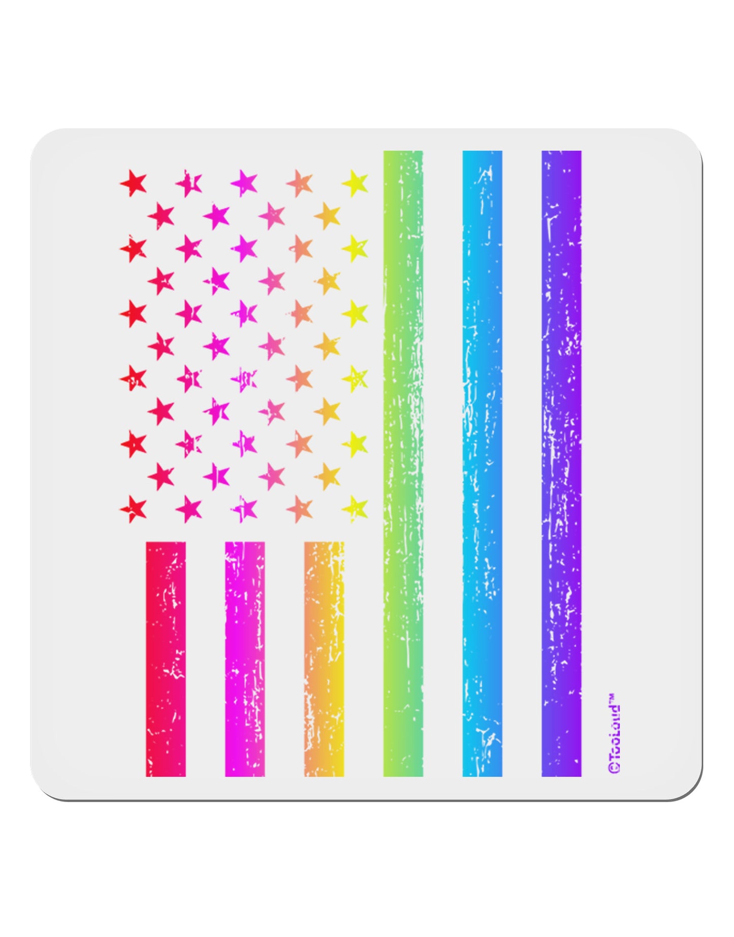 American Pride - Rainbow Flag 4x4" Square Sticker 4 Pieces-Stickers-TooLoud-White-Davson Sales