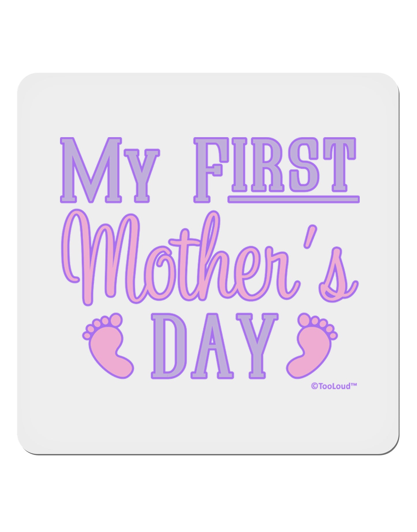 My First Mother's Day - Baby Feet - Pink 4x4" Square Sticker 4 Pieces-Stickers-TooLoud-White-Davson Sales