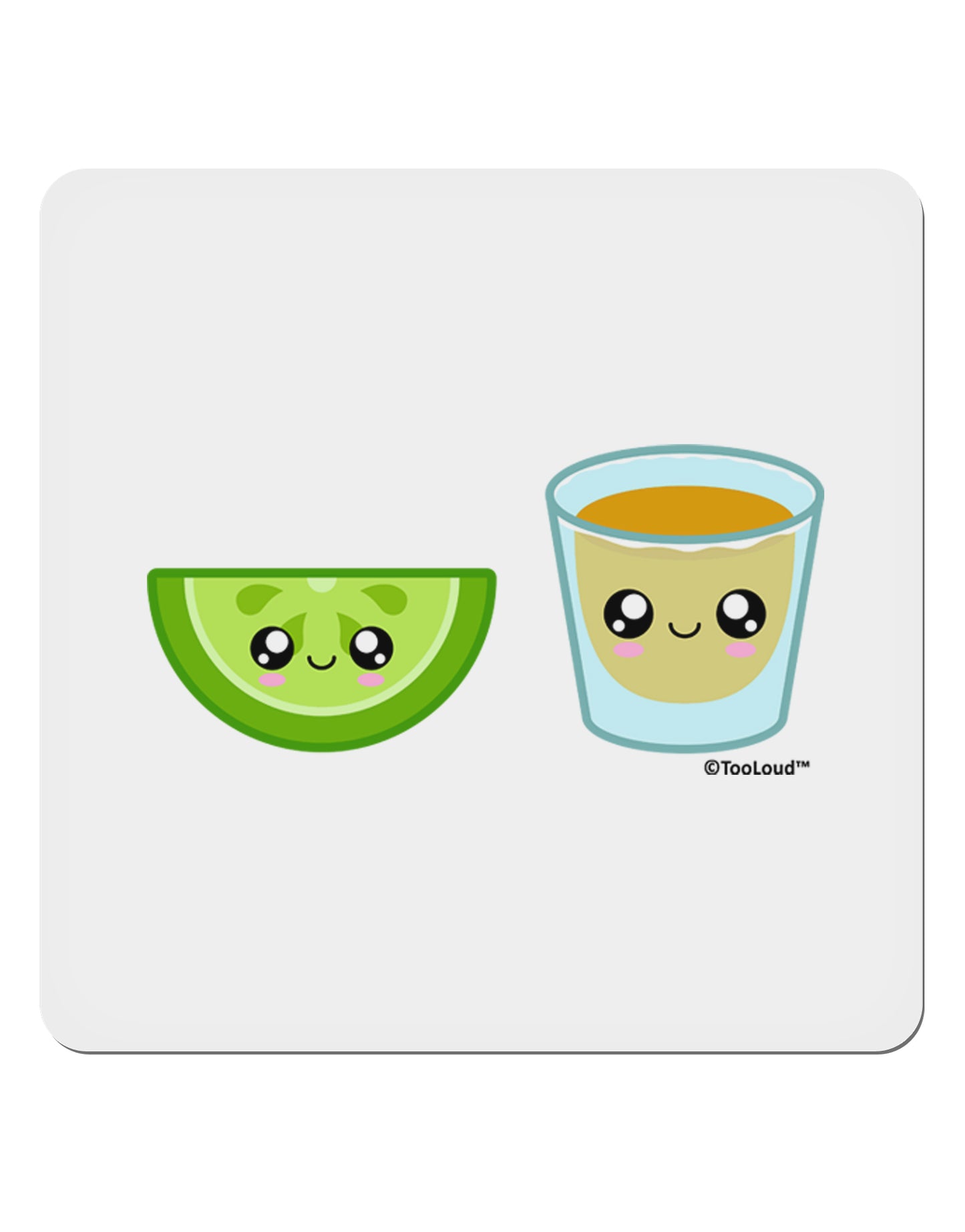 Cute Tequila Shot and Lime Wedge 4x4" Square Sticker 4 Pieces-Stickers-TooLoud-White-Davson Sales