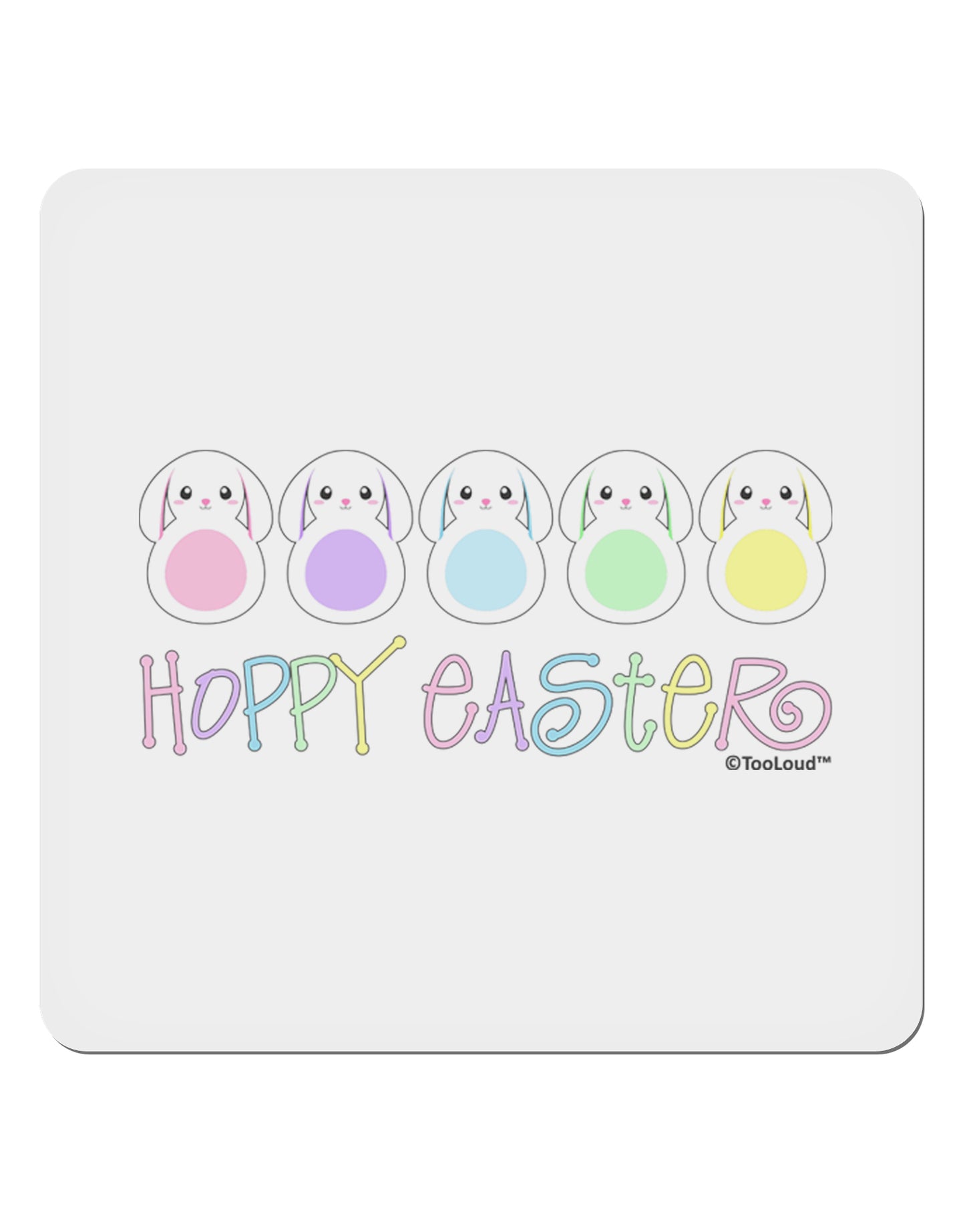 Cute Pastel Bunnies - Hoppy Easter 4x4" Square Sticker 4 Pieces-Stickers-TooLoud-White-Davson Sales