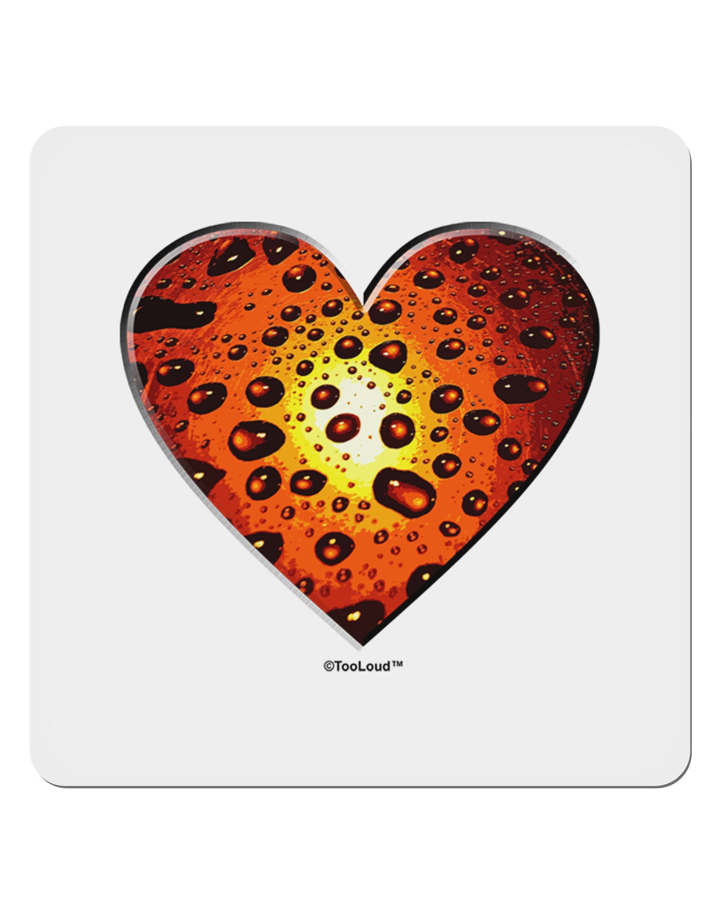 Water Droplet Heart Orange 4x4" Square Sticker 4 Pieces-Stickers-TooLoud-White-Davson Sales