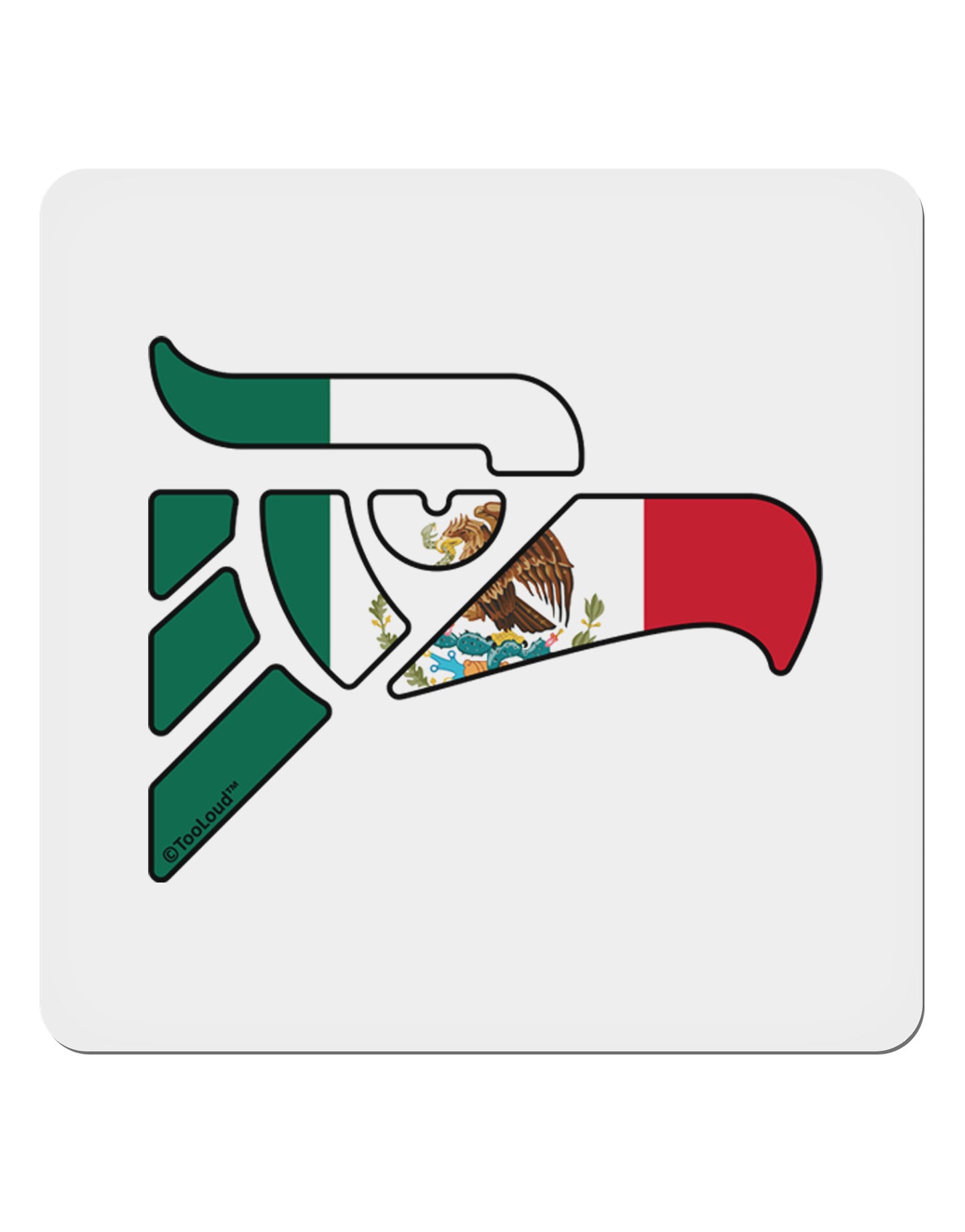 Hecho en Mexico Eagle Symbol - Mexican Flag 4x4" Square Sticker 4 Pieces-Stickers-TooLoud-White-Davson Sales