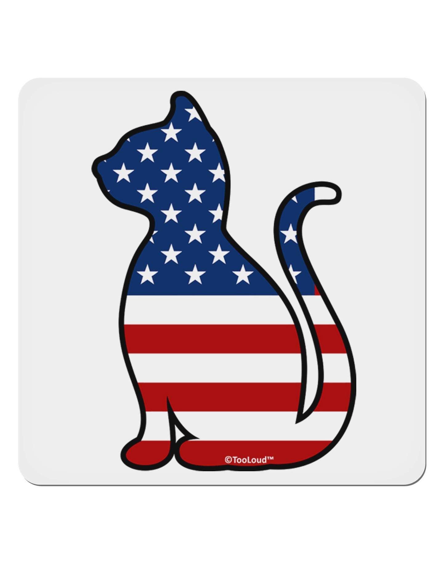 Patriotic Cat Design 4x4" Square Sticker 4 Pieces-Stickers-TooLoud-White-Davson Sales