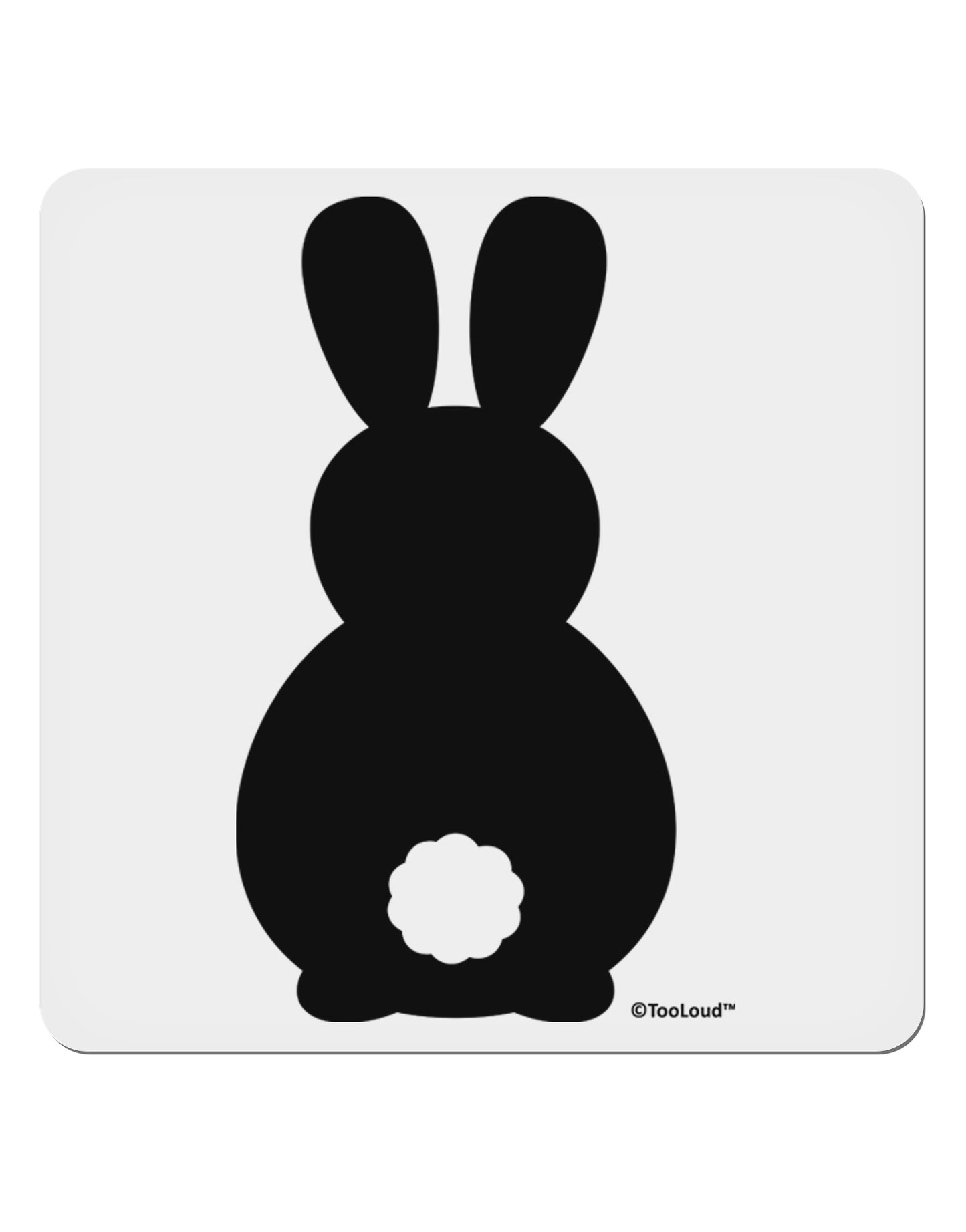 Cute Bunny Silhouette with Tail 4x4" Square Sticker 4 Pieces-Stickers-TooLoud-White-Davson Sales