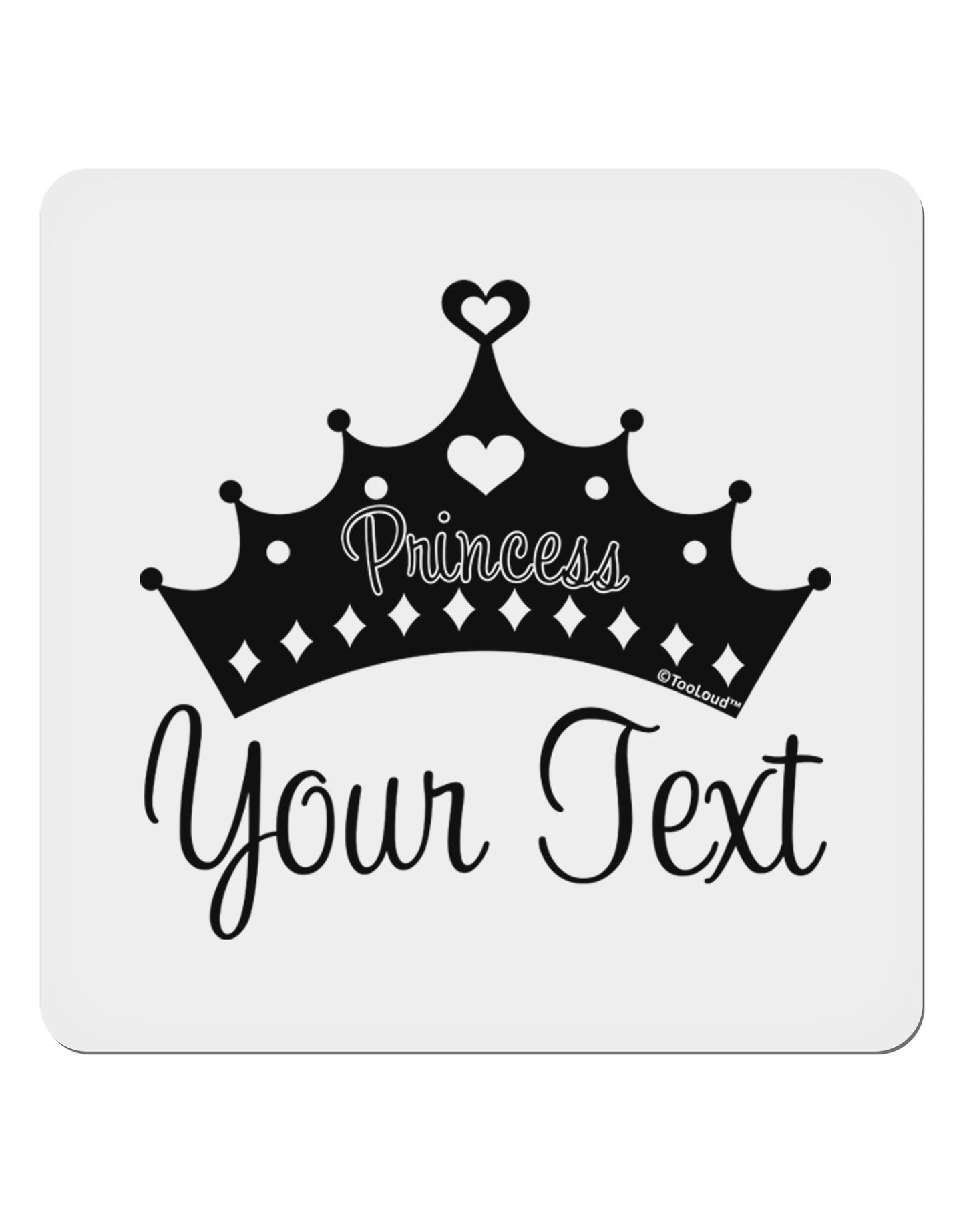 Personalized Princess -Name- Design 4x4" Square Sticker 4 Pieces-Stickers-TooLoud-White-Davson Sales