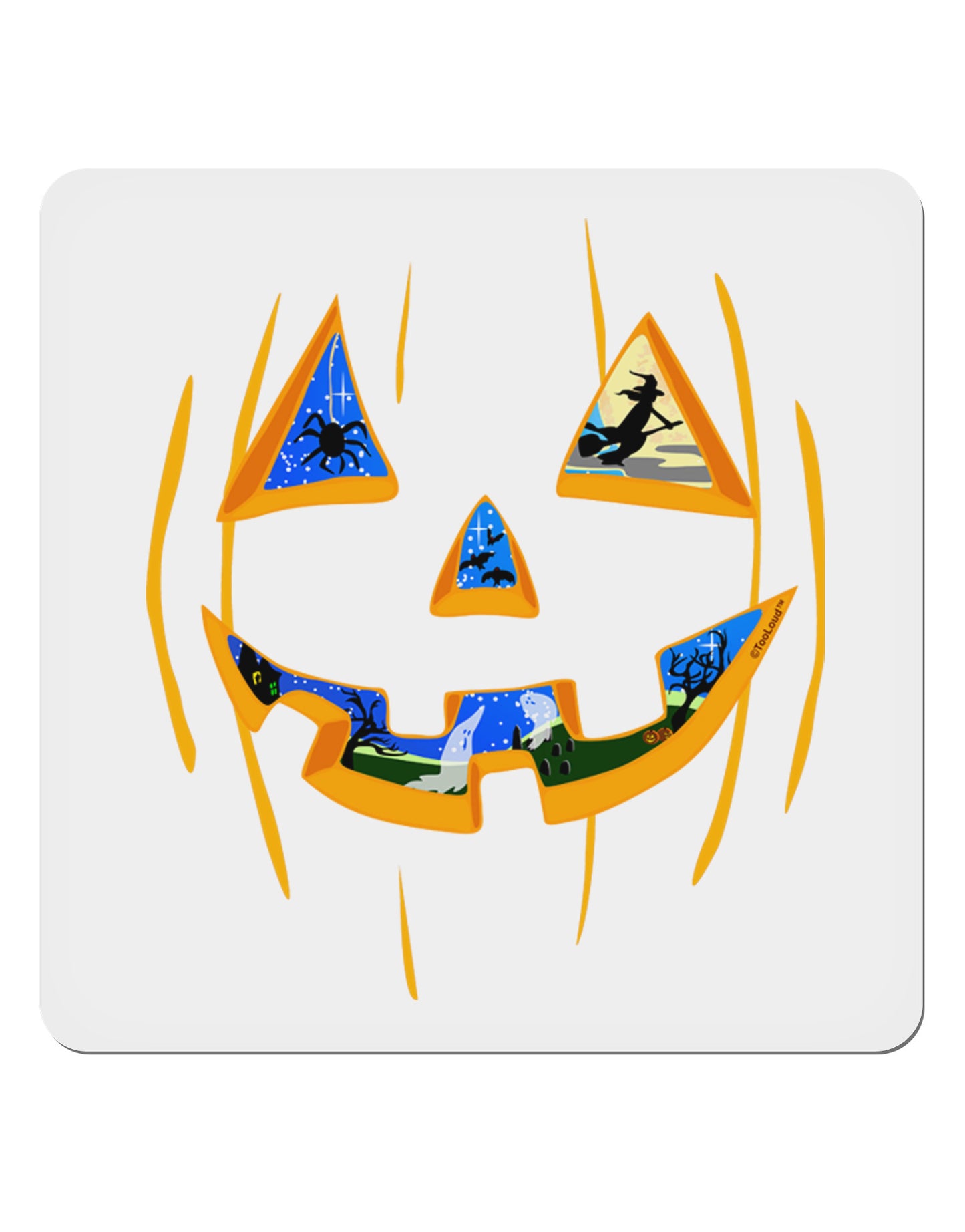 Jack O Lanterns Point of View Pumpkin 4x4" Square Sticker 4 Pieces-Stickers-TooLoud-White-Davson Sales