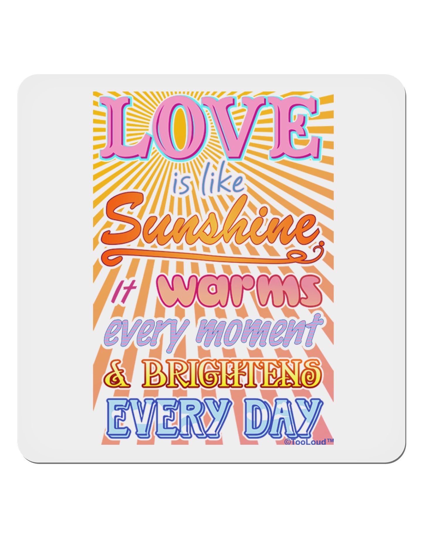 Love is like Sunshine - Sunburst 4x4" Square Sticker 4 Pieces-Stickers-TooLoud-White-Davson Sales