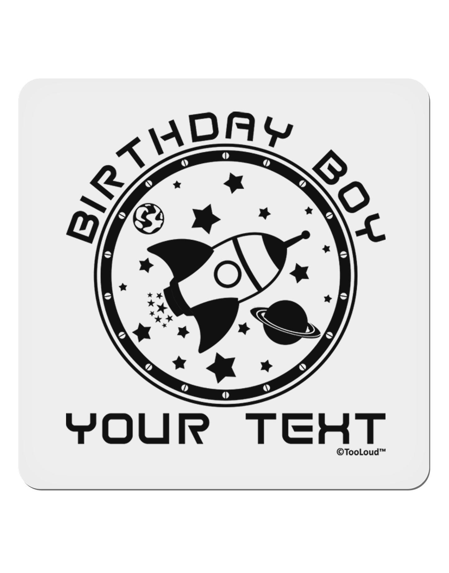 Personalized Birthday Boy Space with Customizable Name 4x4" Square Sticker 4 Pieces-Stickers-TooLoud-White-Davson Sales