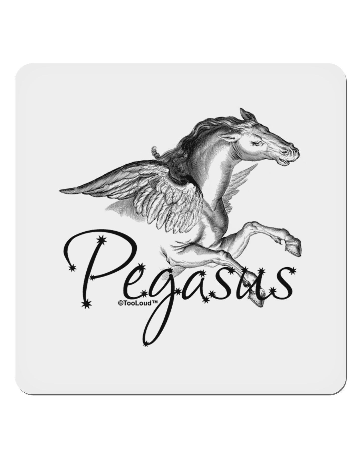 Pegasus Illustration 4x4" Square Sticker 4 Pieces-Stickers-TooLoud-White-Davson Sales