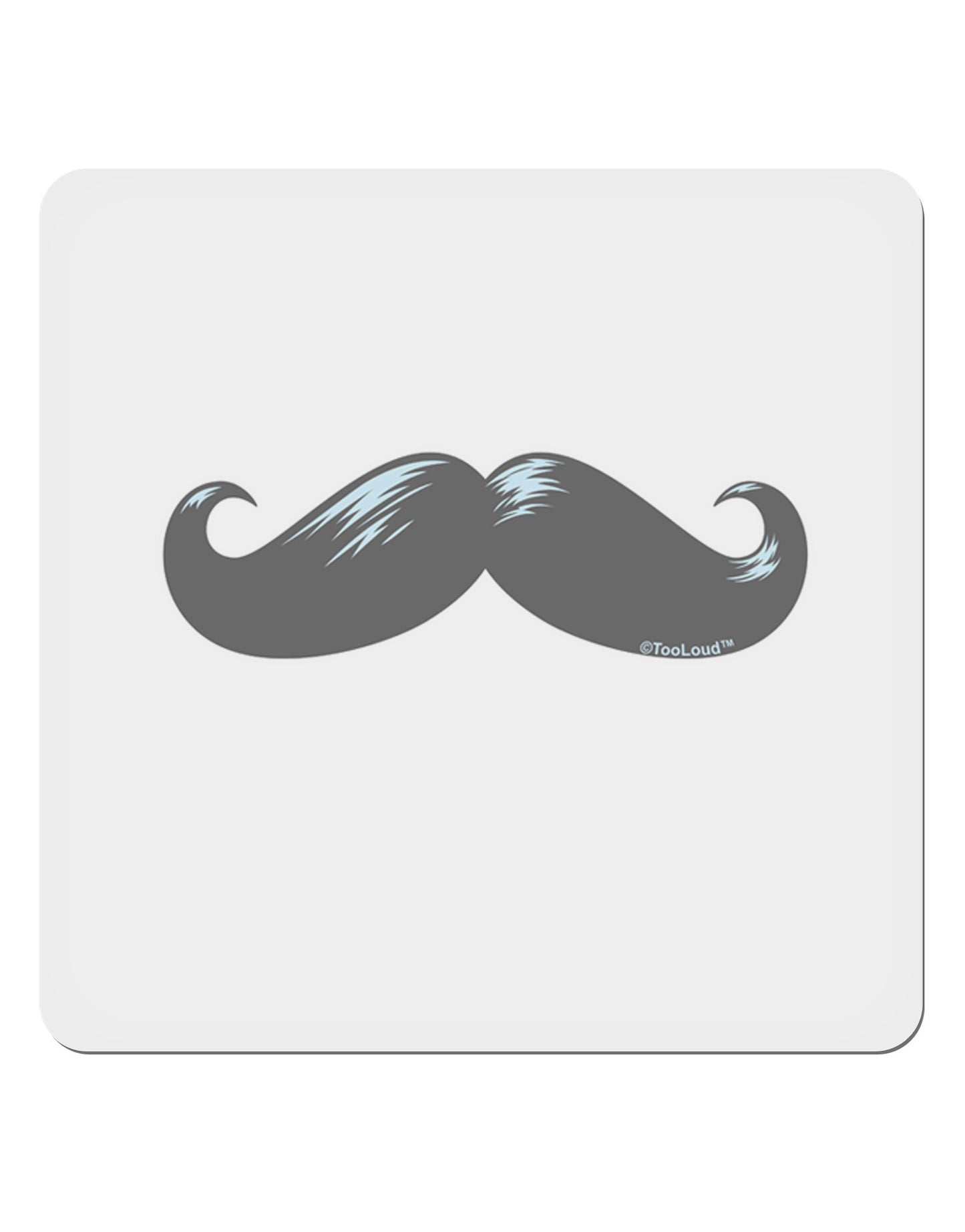 Big Gray Mustache 4x4" Square Sticker 4 Pieces-Stickers-TooLoud-White-Davson Sales