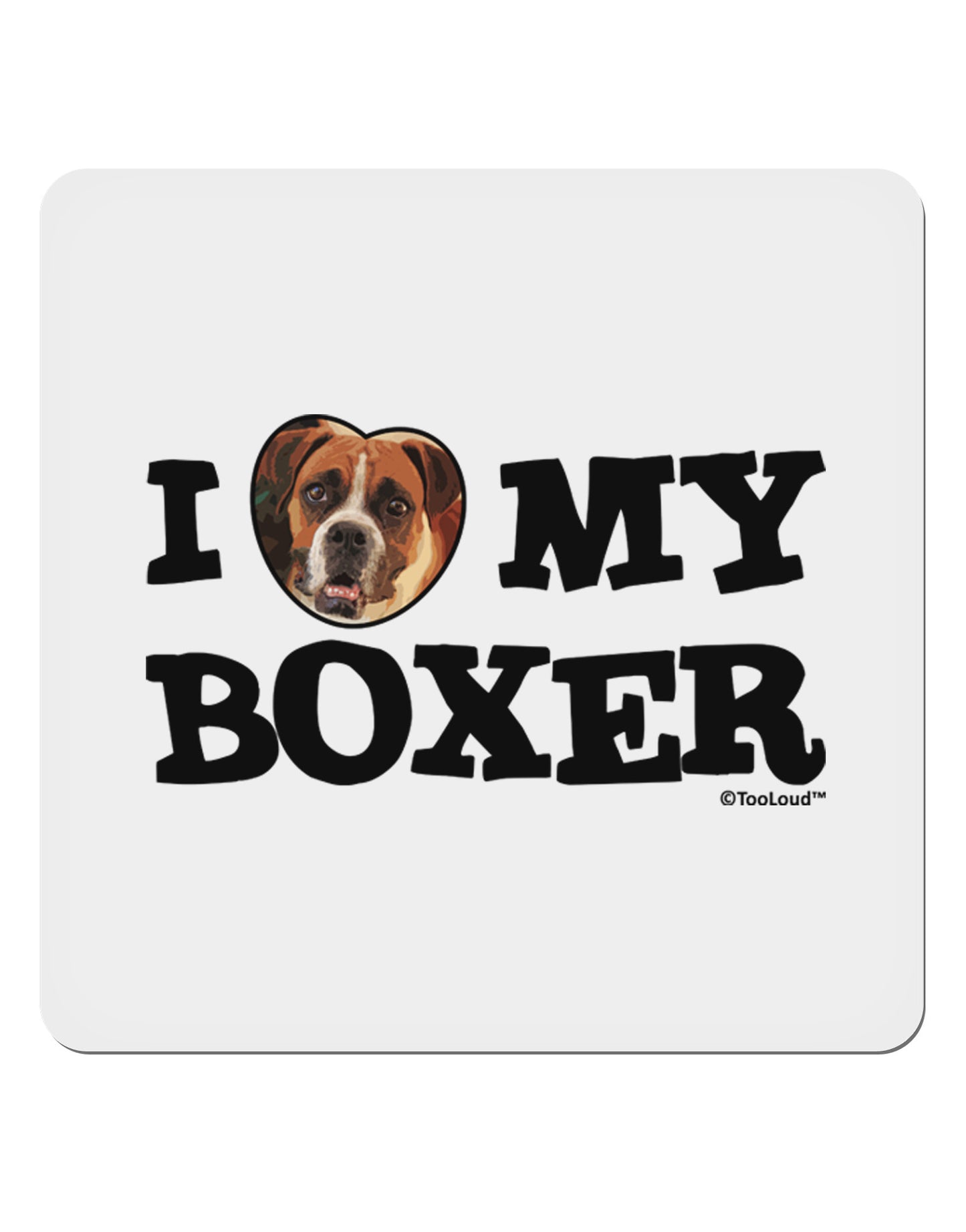 I Heart My Boxer 4x4" Square Sticker 4 Pieces-Stickers-TooLoud-White-Davson Sales