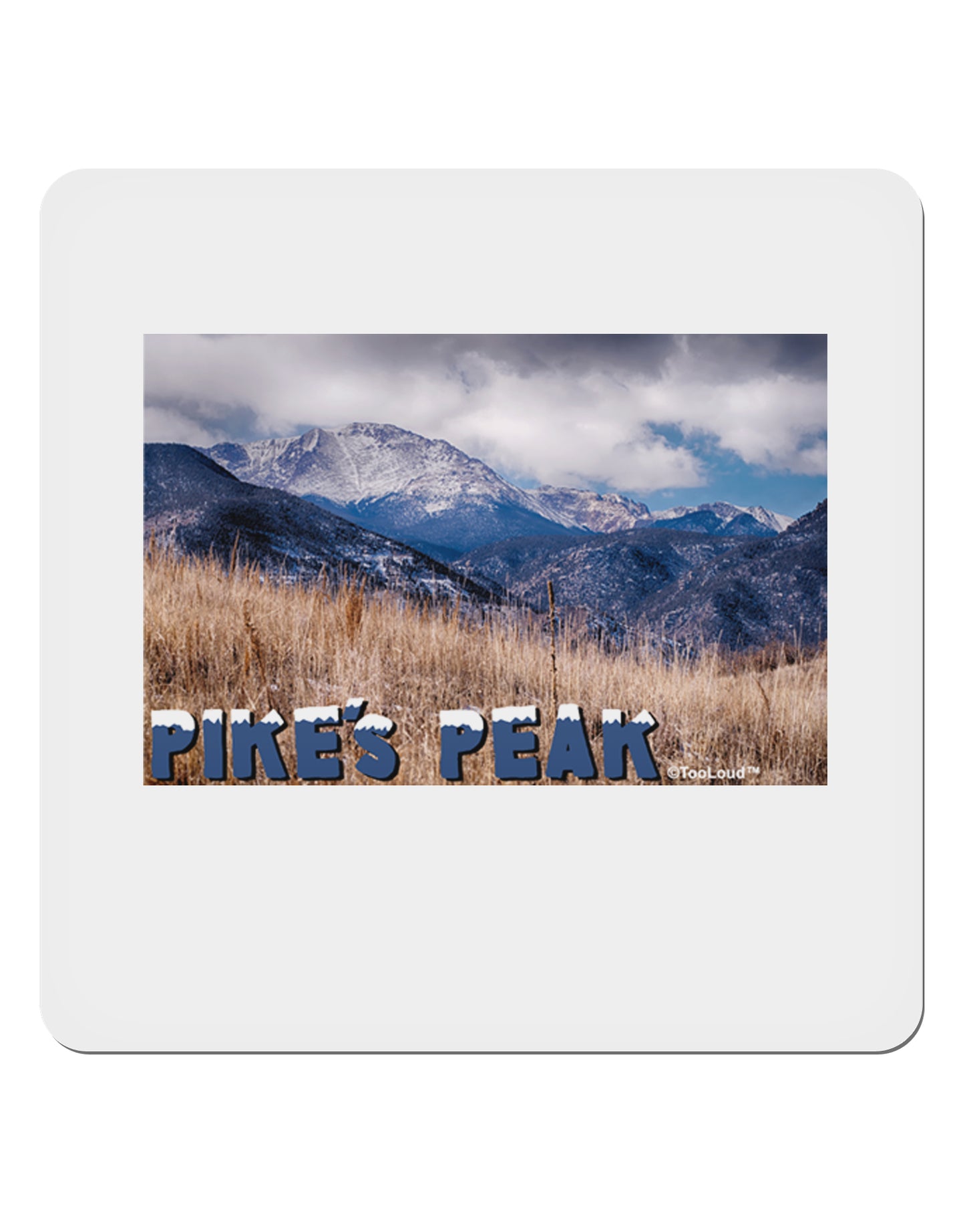 Pikes Peak CO Mountains Text 4x4" Square Sticker-Stickers-TooLoud-1-Davson Sales