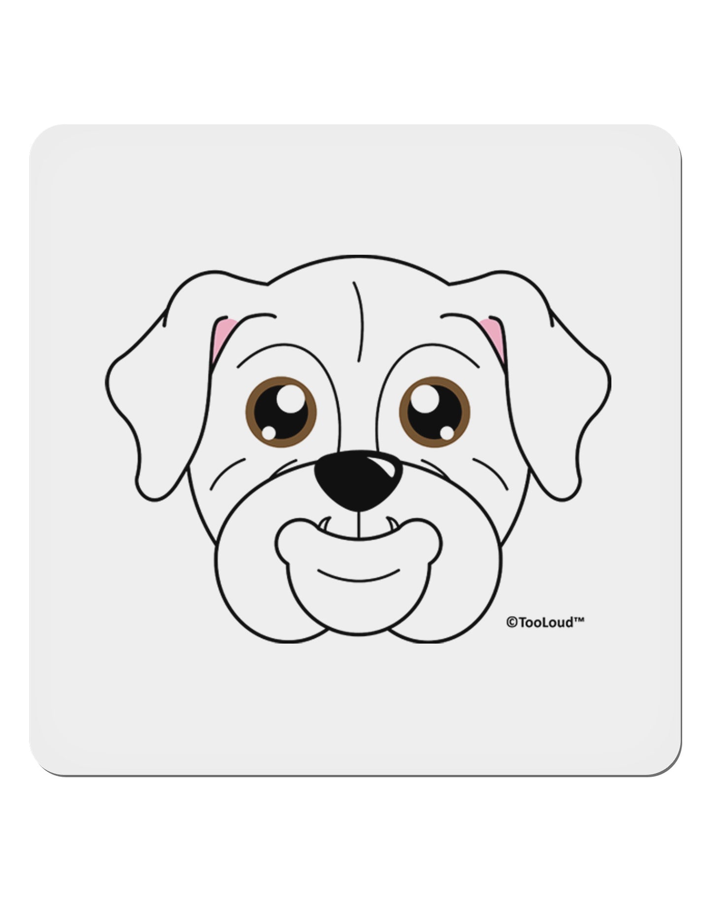 Cute Bulldog - White 4x4" Square Sticker 4 Pieces-Stickers-TooLoud-White-Davson Sales