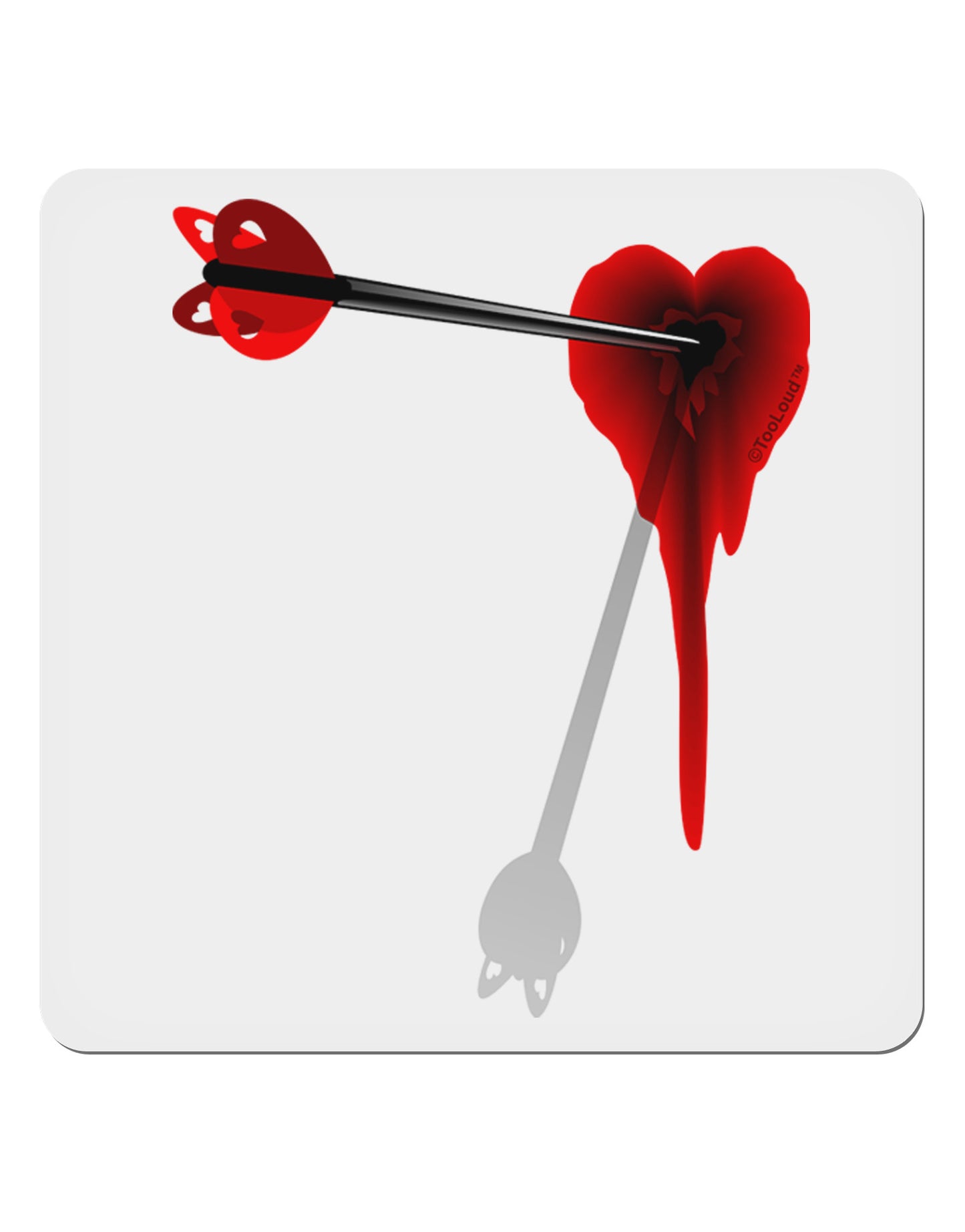 Cupid's Arrow Heart Shot Wound 4x4" Square Sticker 4 Pieces-Stickers-TooLoud-White-Davson Sales