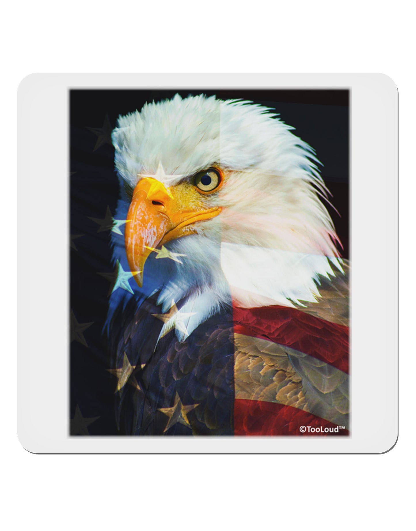 Patriotic Bald Eagle - American Flag 4x4" Square Sticker 4 Pieces-Stickers-TooLoud-White-Davson Sales