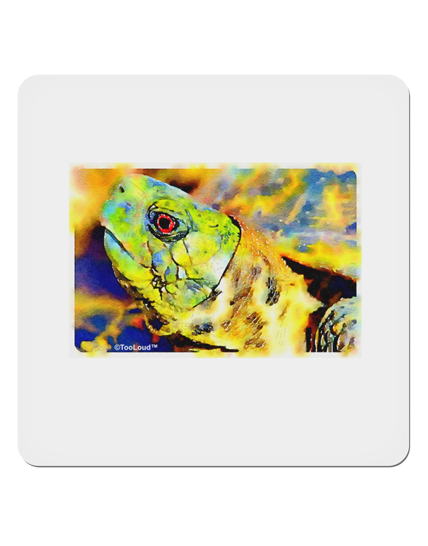Menacing Turtle Watercolor 4x4" Square Sticker-Stickers-TooLoud-1-Davson Sales