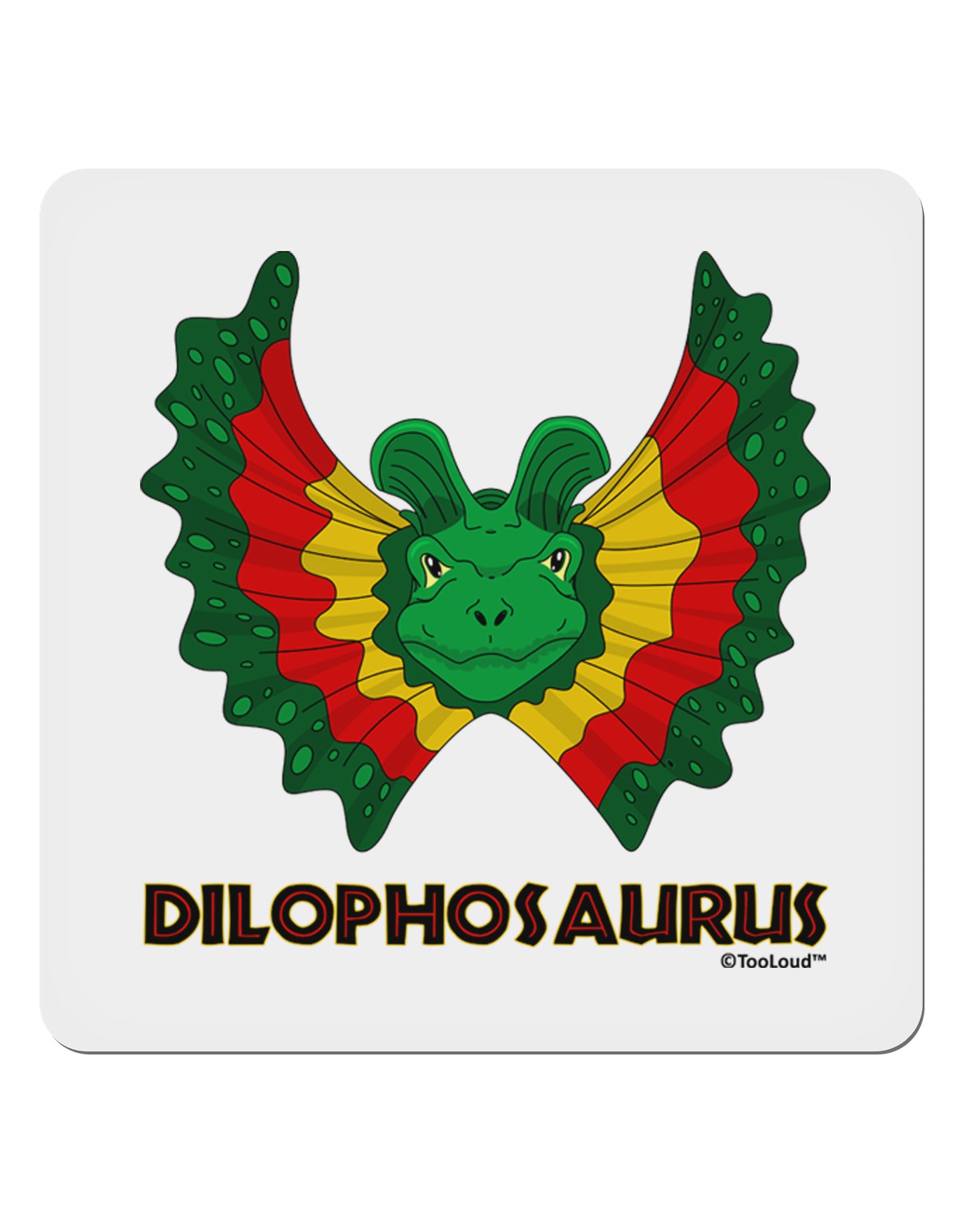 Dilophosaurus Design - Color - Text 4x4" Square Sticker 4 Pieces-Stickers-TooLoud-White-Davson Sales