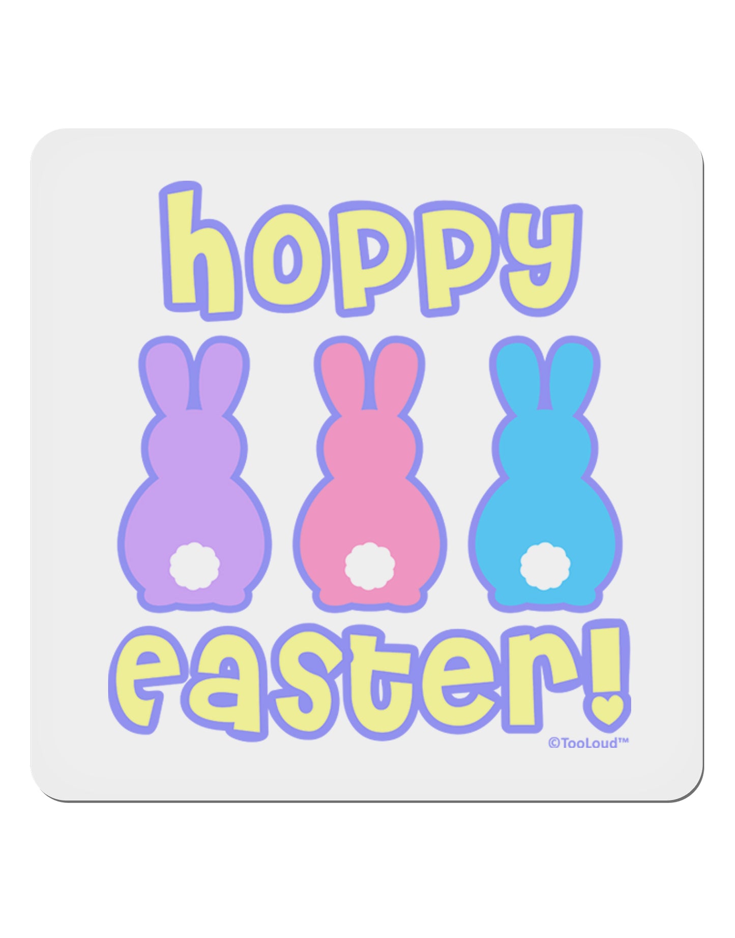 Three Easter Bunnies - Hoppy Easter 4x4" Square Sticker 4 Pieces-Stickers-TooLoud-White-Davson Sales