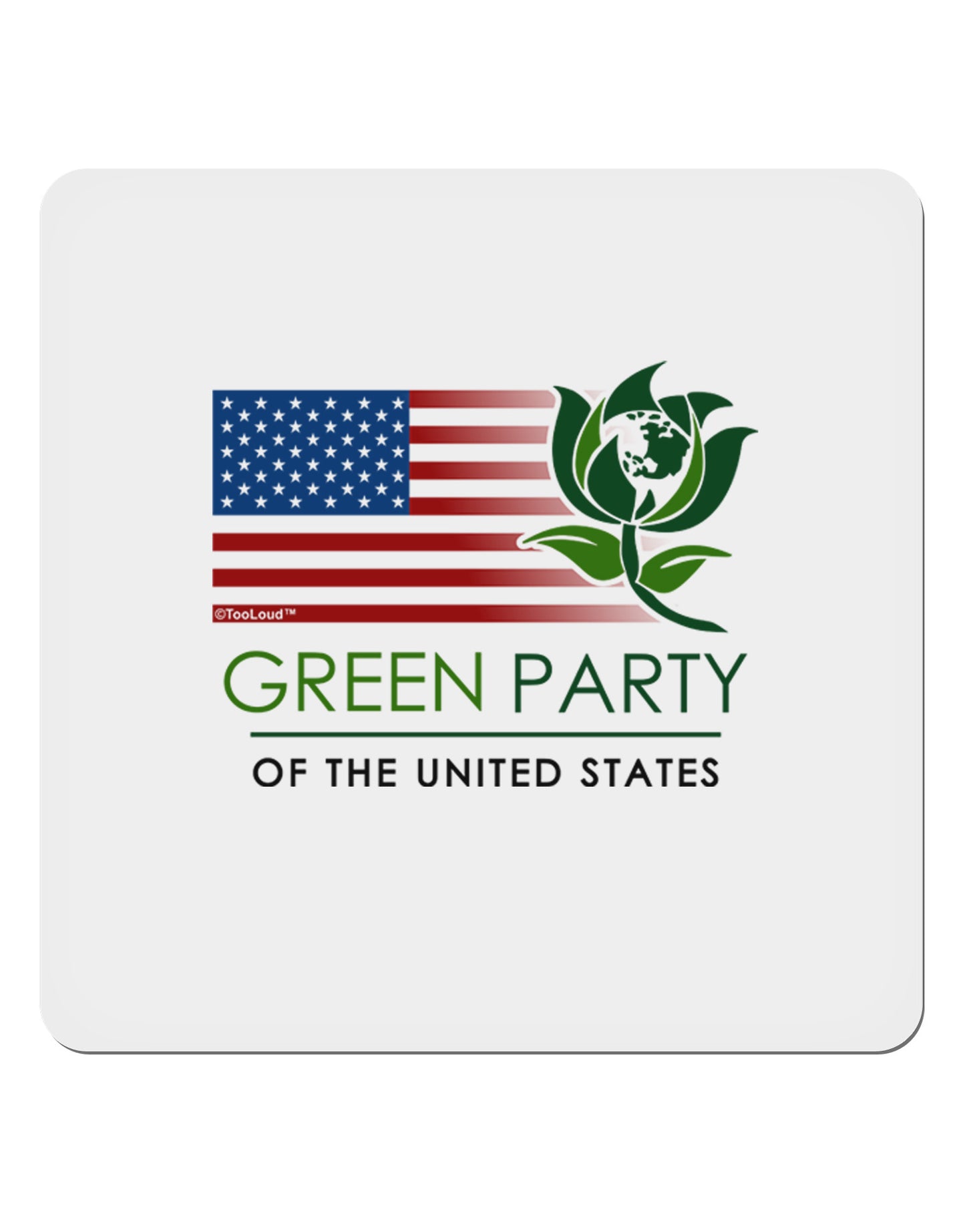 Green Party US Flag 4x4" Square Sticker-Stickers-TooLoud-1-Davson Sales